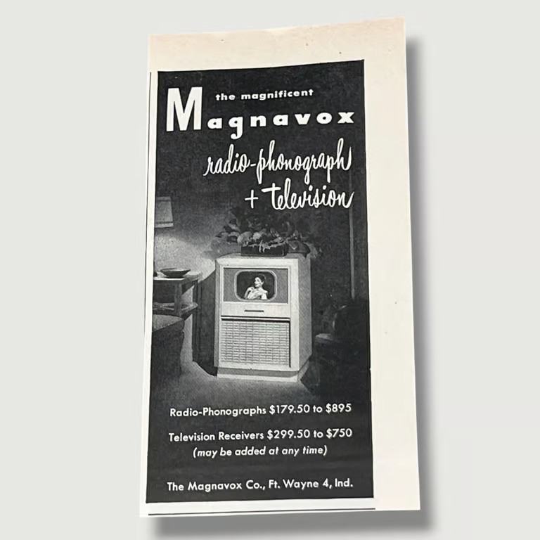 1948 Magnavox Radio Phonograph and Television Ft Wayne Ind Vintage Ad Small B