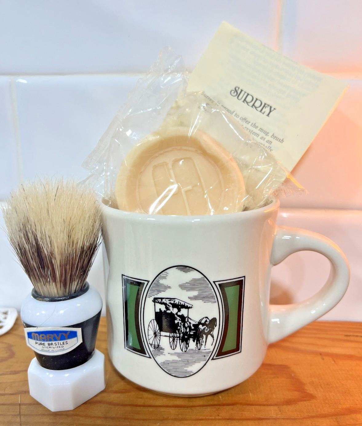 Vintage Surrey Mug & Brush Shaving Set w Soap Men\'s Gift NEW Without Box