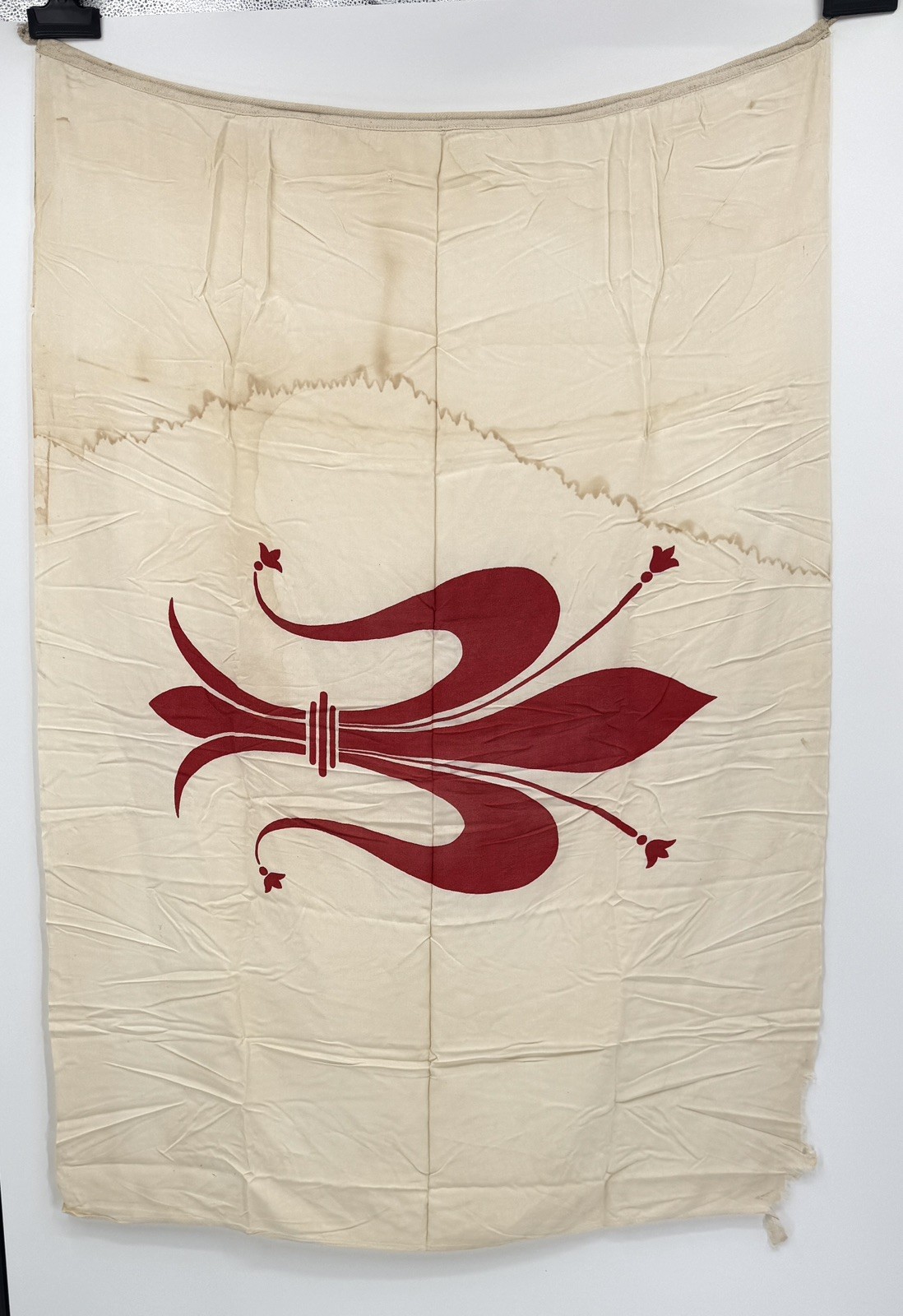 Rare Mid-Century Florentine Giglio Flag – Screen-Printed Cotton , 52x36 Inches