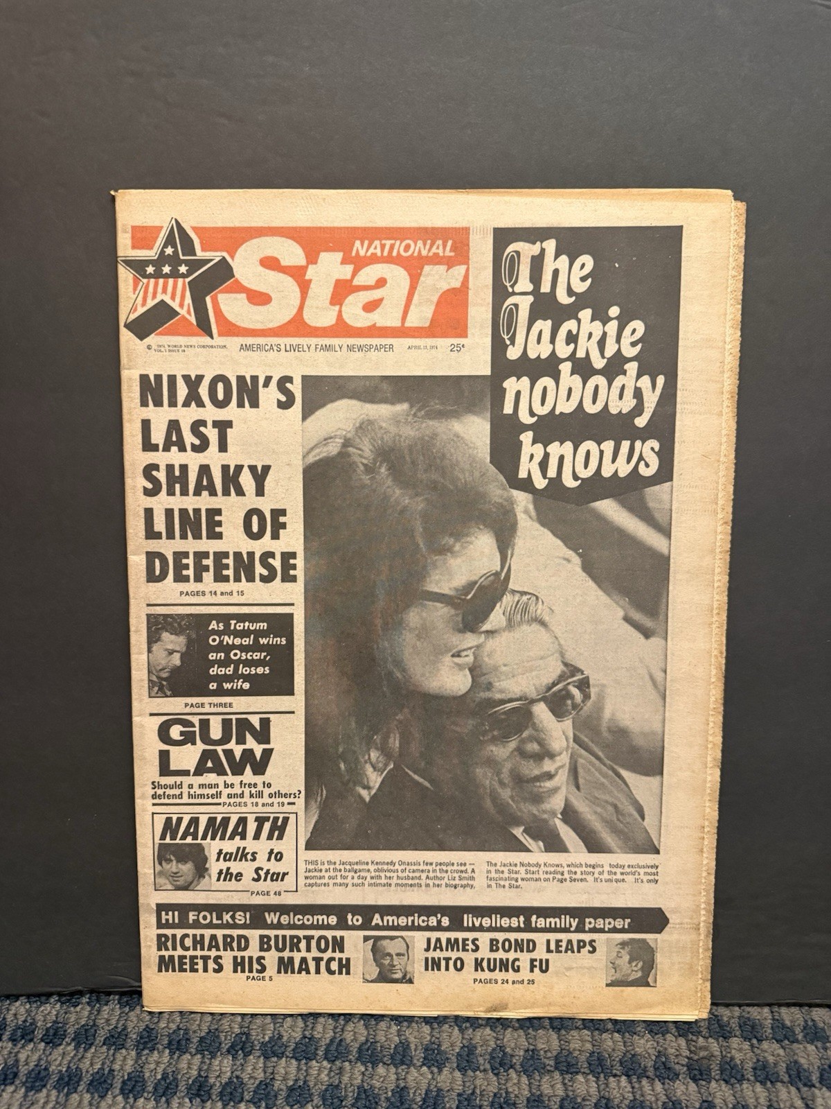 1974 April 13th National Star Newspaper, Jackie Onassis Kennedy (VRN10U) 1974 April 13th National Star Newspaper, Jackie Onassis Kennedy (VRN10U)