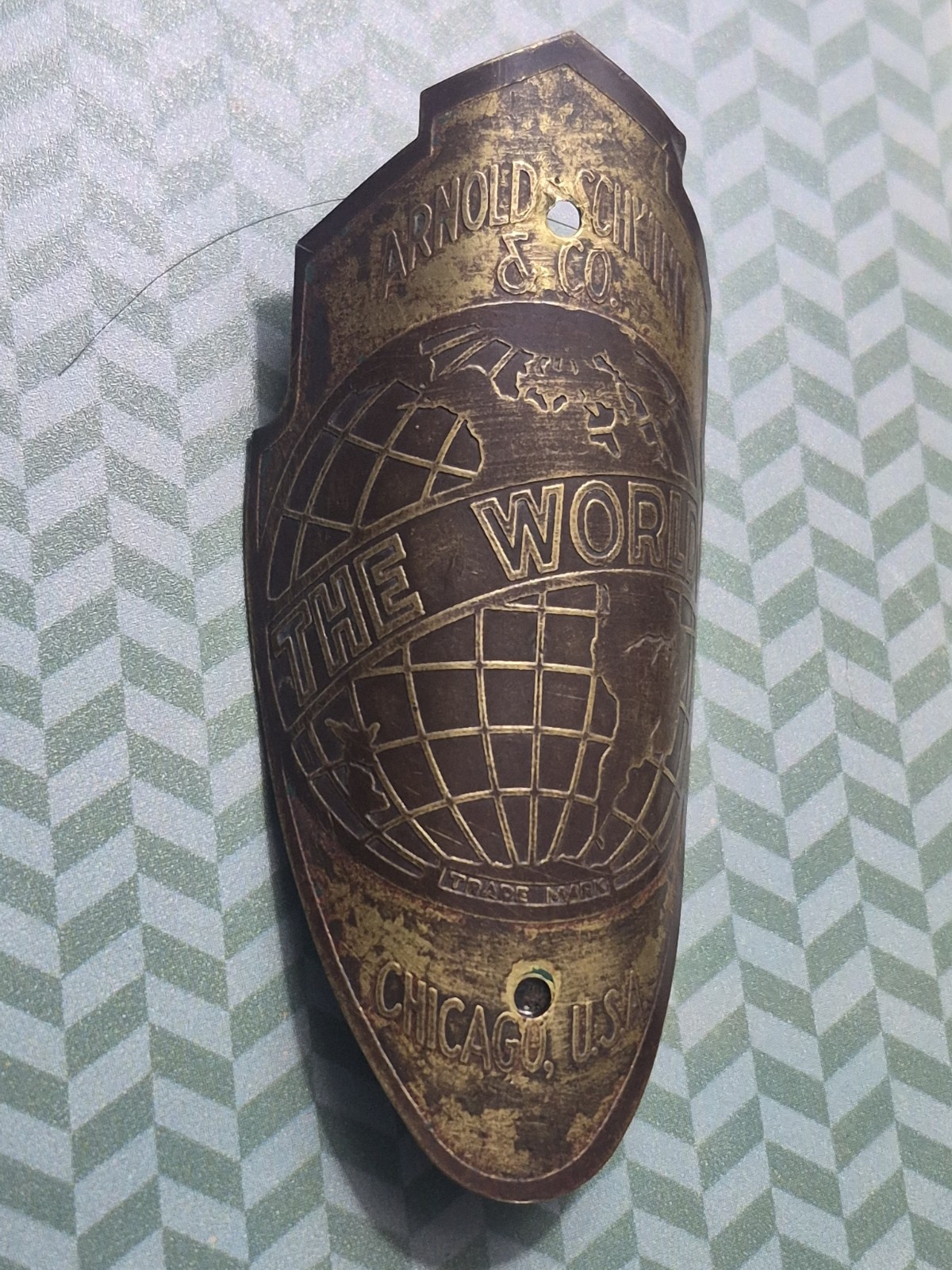 Vintage Prewar Postwar Schwinn The World Bicycle Head Badge Autocycle Whizzer Dx Vintage Prewar Postwar Schwinn The World Bicycle Head Badge Autocycle Whizzer Dx