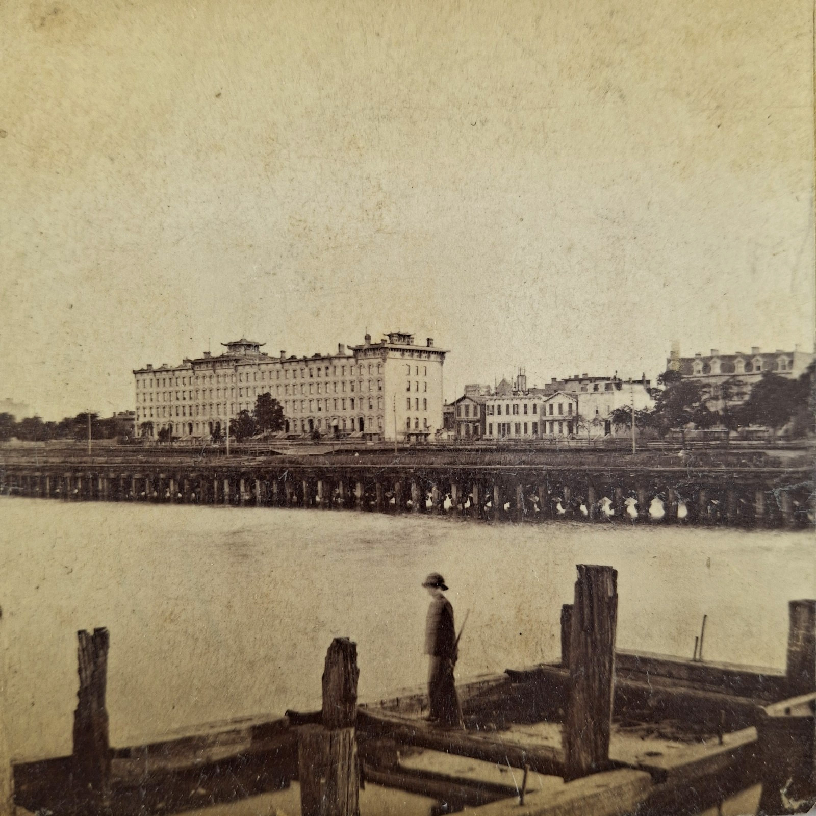 Carbutt Stereoview Chicago Terrace Block fr Breakwater IC Railroad 1860\'s Rare Carbutt Stereoview Chicago Terrace Block fr Breakwater IC Railroad 1860\'s Rare