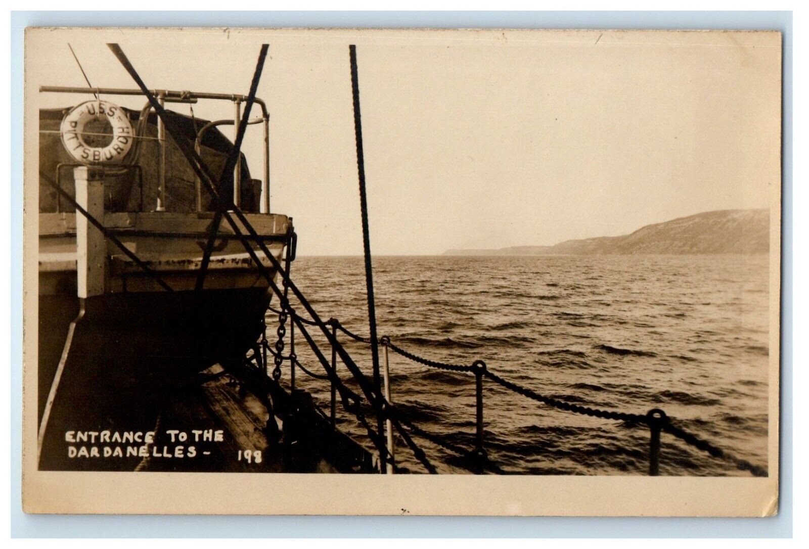 c1920\'s U.S.S Pittsburg Entrance To The Dardanelles Turkey RPPC Photo Postcard c1920\'s U.S.S Pittsburg Entrance To The Dardanelles Turkey RPPC Photo Postcard