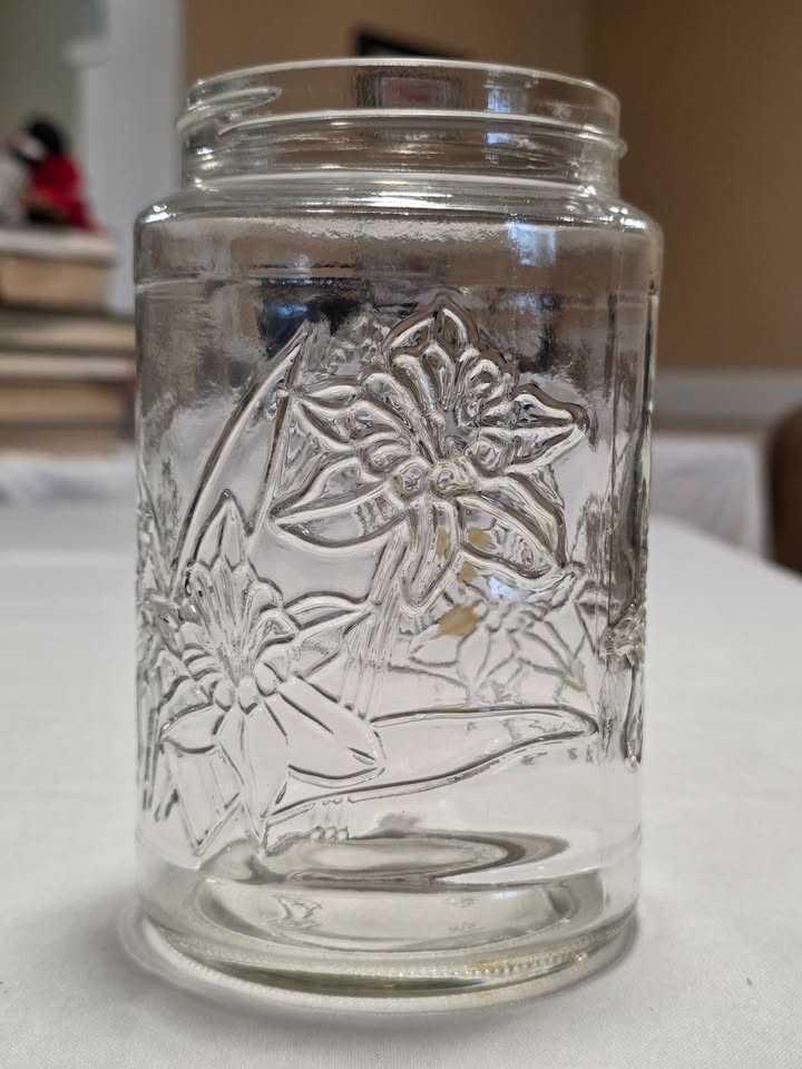 Vintage Embossed Floral Glass Jar Lilies of the Valley