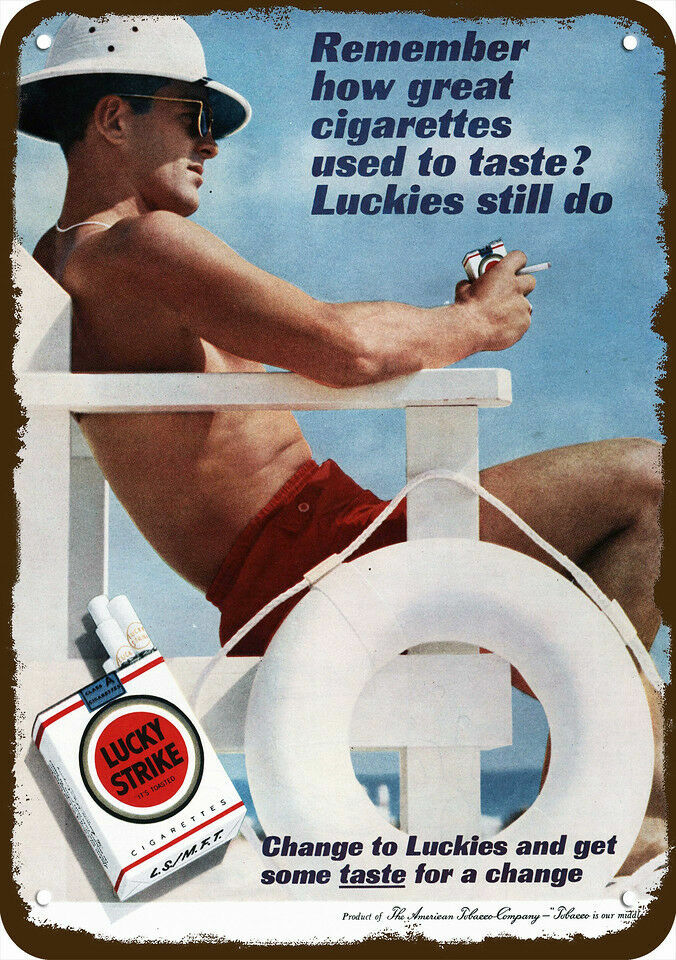 1961 LUCKY STRIKE CIGARETTES Vintage Look DECORATIVE METAL SIGN - BEACH LIFEGUAR 1961 LUCKY STRIKE CIGARETTES Vintage Look DECORATIVE METAL SIGN - BEACH LIFEGUAR