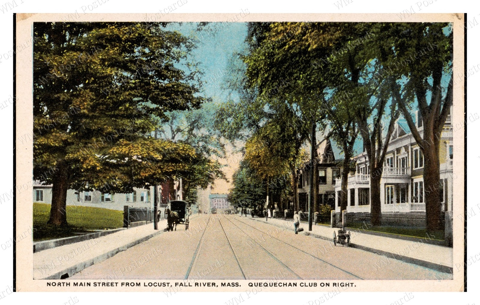 Fall River MA 1930s North Main Quequechan Club Standard Postcard