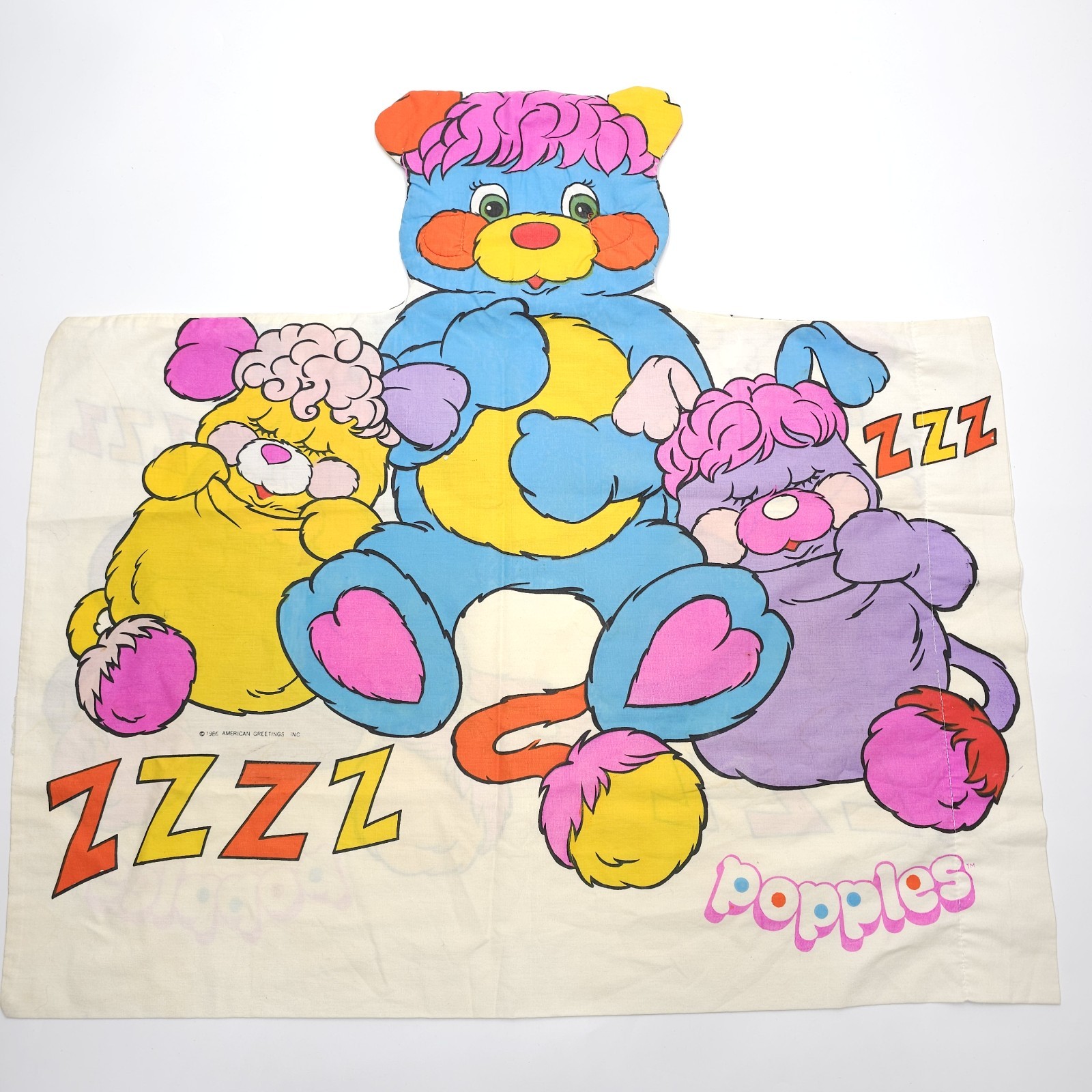 Vintage Popples Standard Size Pillowcase 1986 American Greetings, Inc (No Sound)