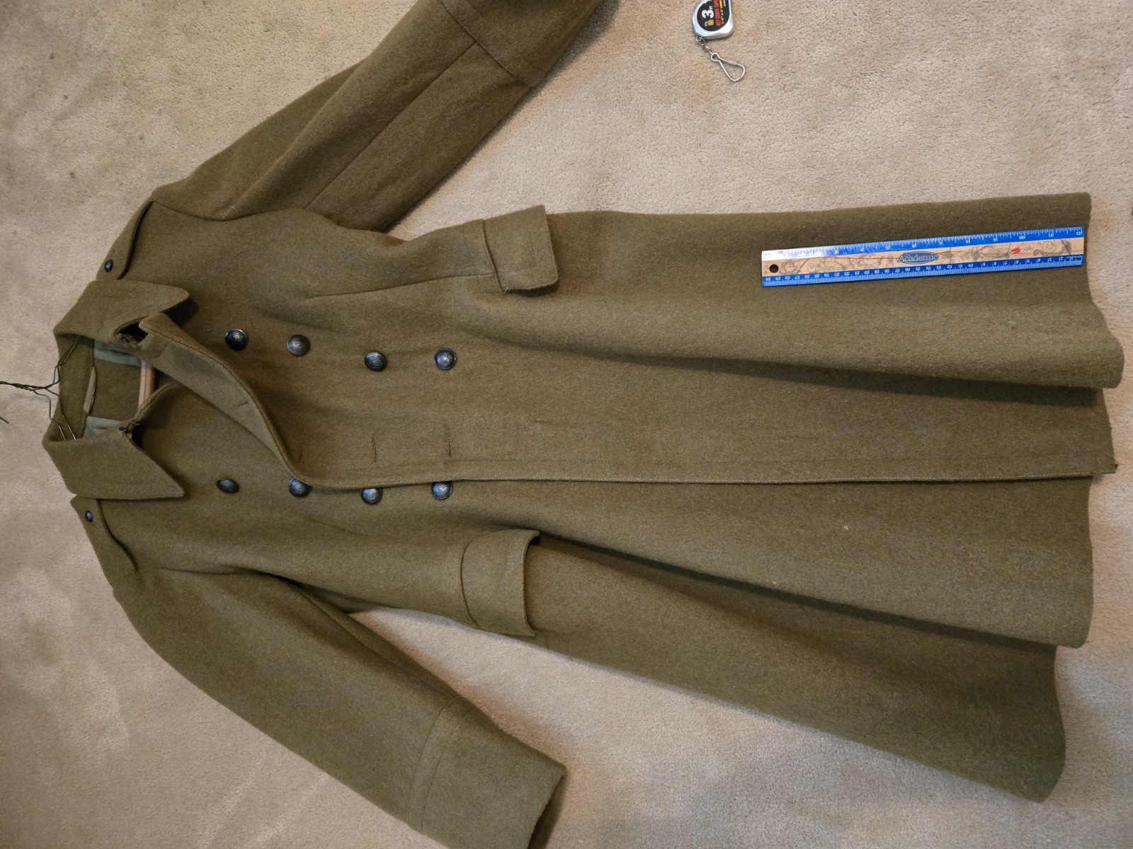 Vintage WW2 US ARMY OFFICERS SERVICE OVERCOAT 38 Reg Full Length Olive Wool 1942 Vintage WW2 US ARMY OFFICERS SERVICE OVERCOAT 38 Reg Full Length Olive Wool 1942