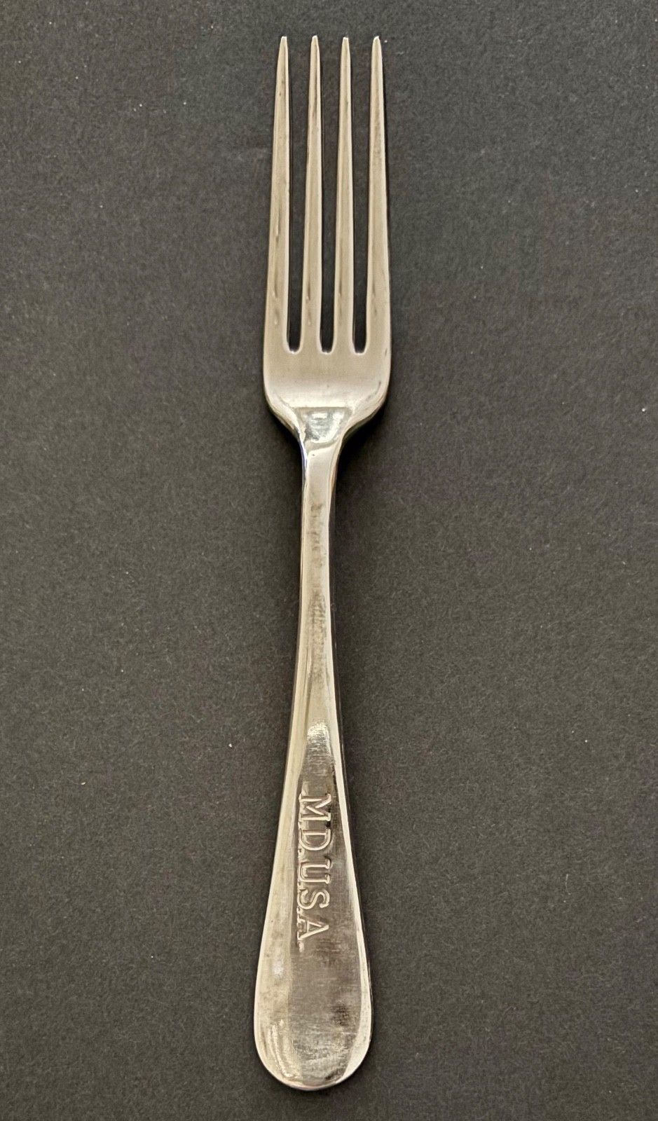 MD USA Dinner Fork Wallco Stainless Vintage US Army Medical Department Mess Hall