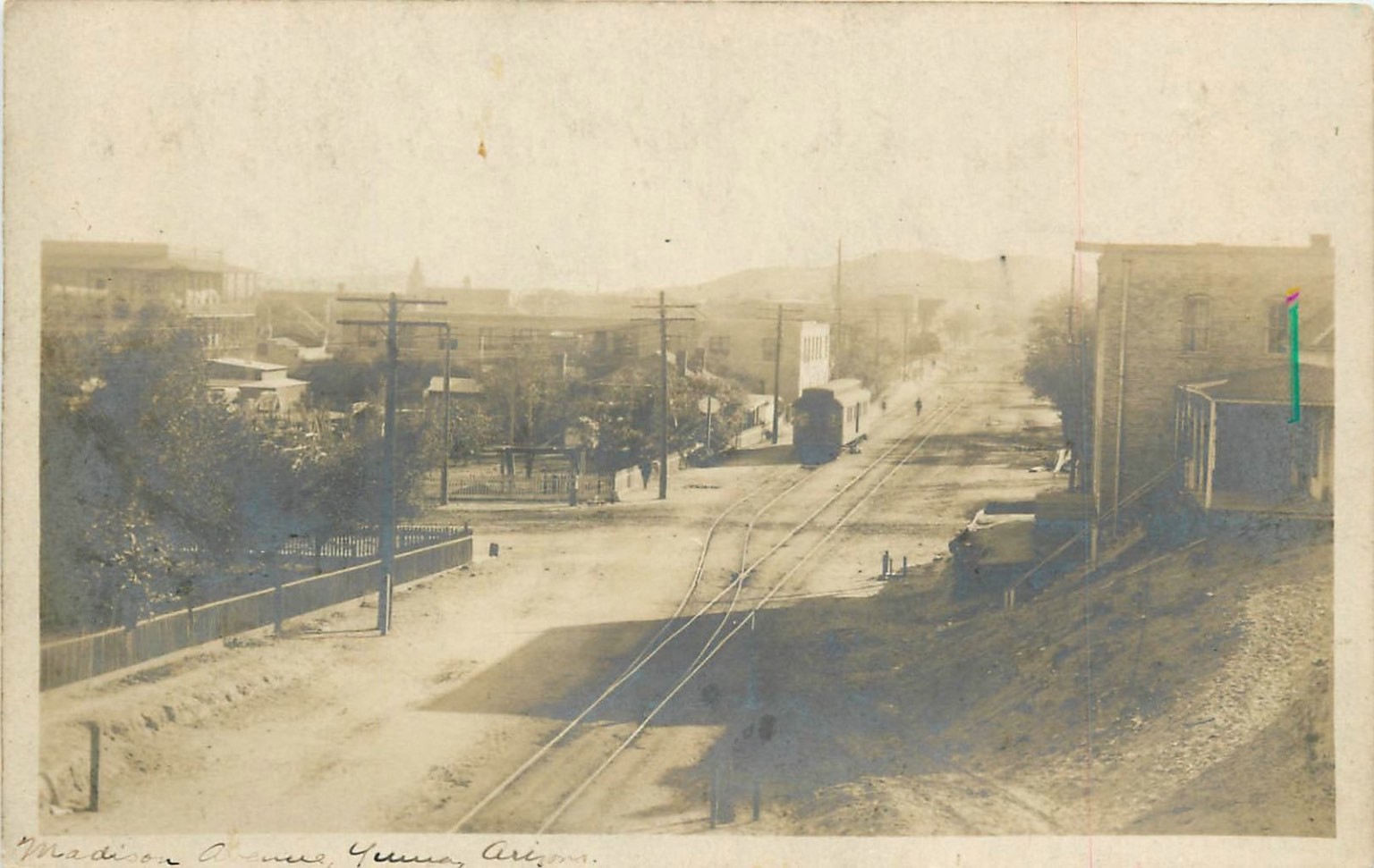 RPPC Madison Avenue Yuma Arizona Streetcar Train Tracks Early 1900s RPPC Madison Avenue Yuma Arizona Streetcar Train Tracks Early 1900s