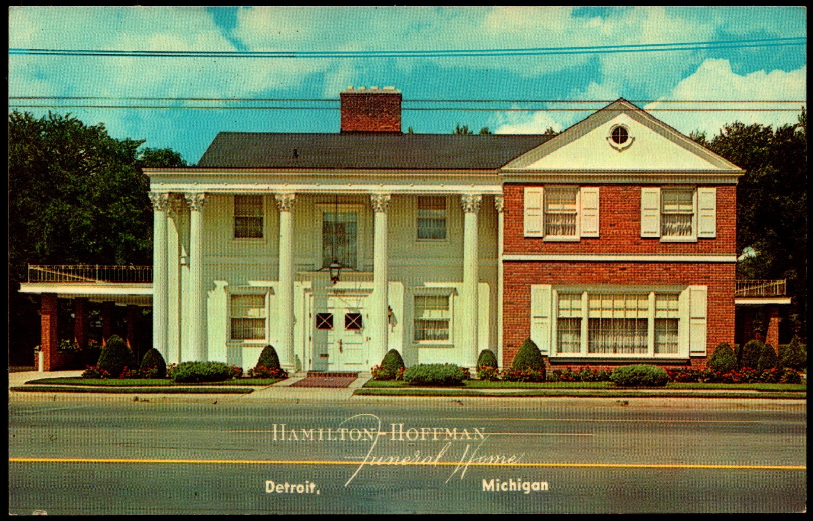 Postcard MI Detroit Michigan Hamilton-Hoffman Funeral Home c1960s E23