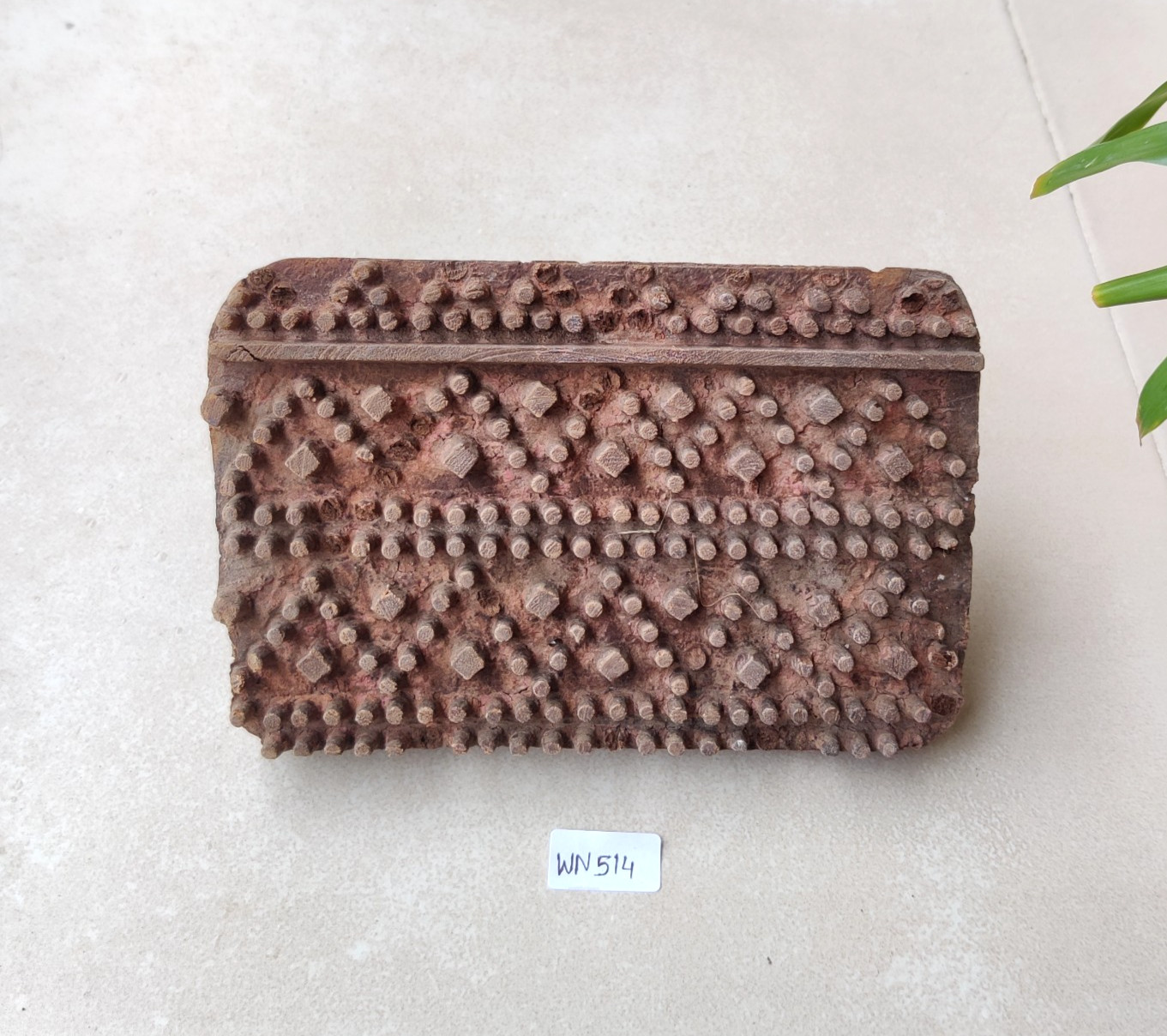 Vintage Wooden Hand Carved Textile Printing Block Unique Decor Craft Tool Retro
