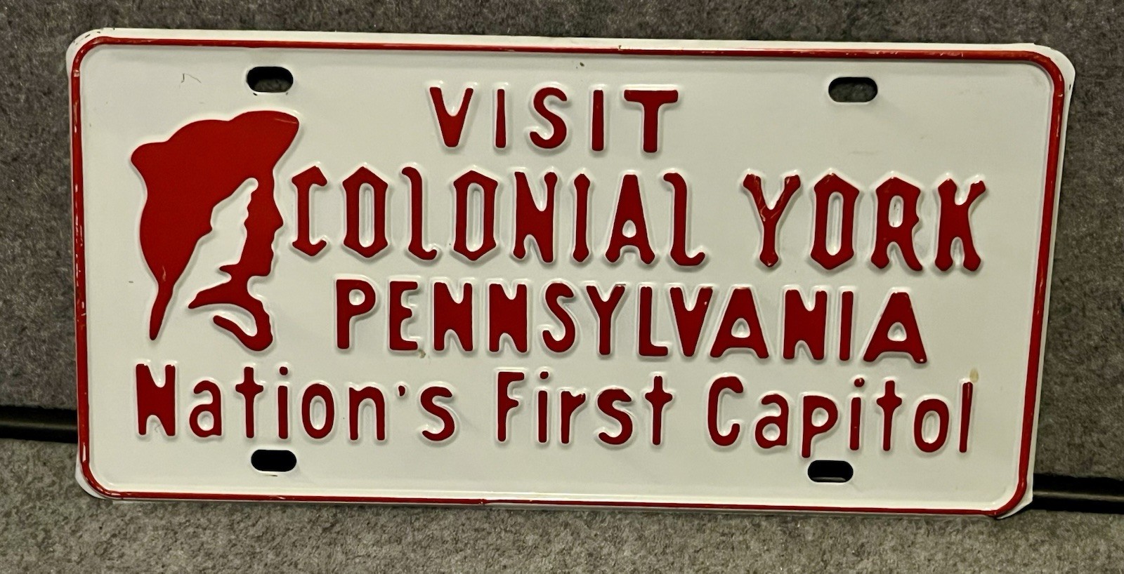 VTG Colonial York Pennsylvania Nation’s First Capitol License Plate Read Desc