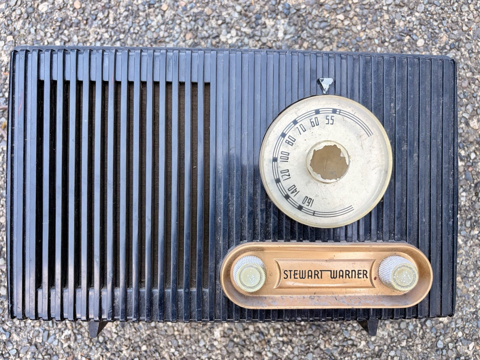 Vintage 1950s Stewart-Warner Tube Radio Model 9152-A Black Bakelite Untested