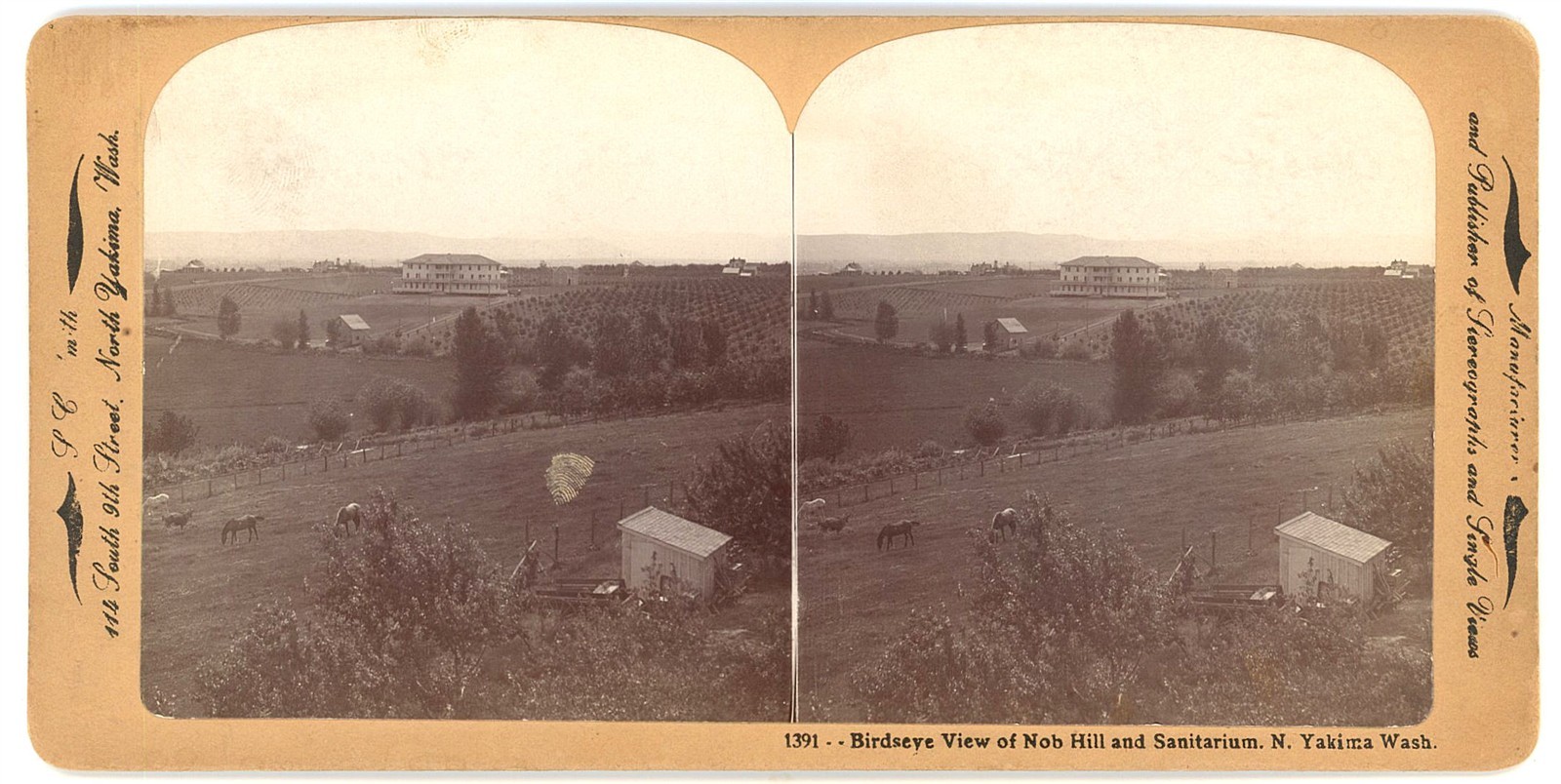 WASHINGTON STEREOVIEW - Yakima - Nob Hill & Sanitarium - SC Smith 1900s