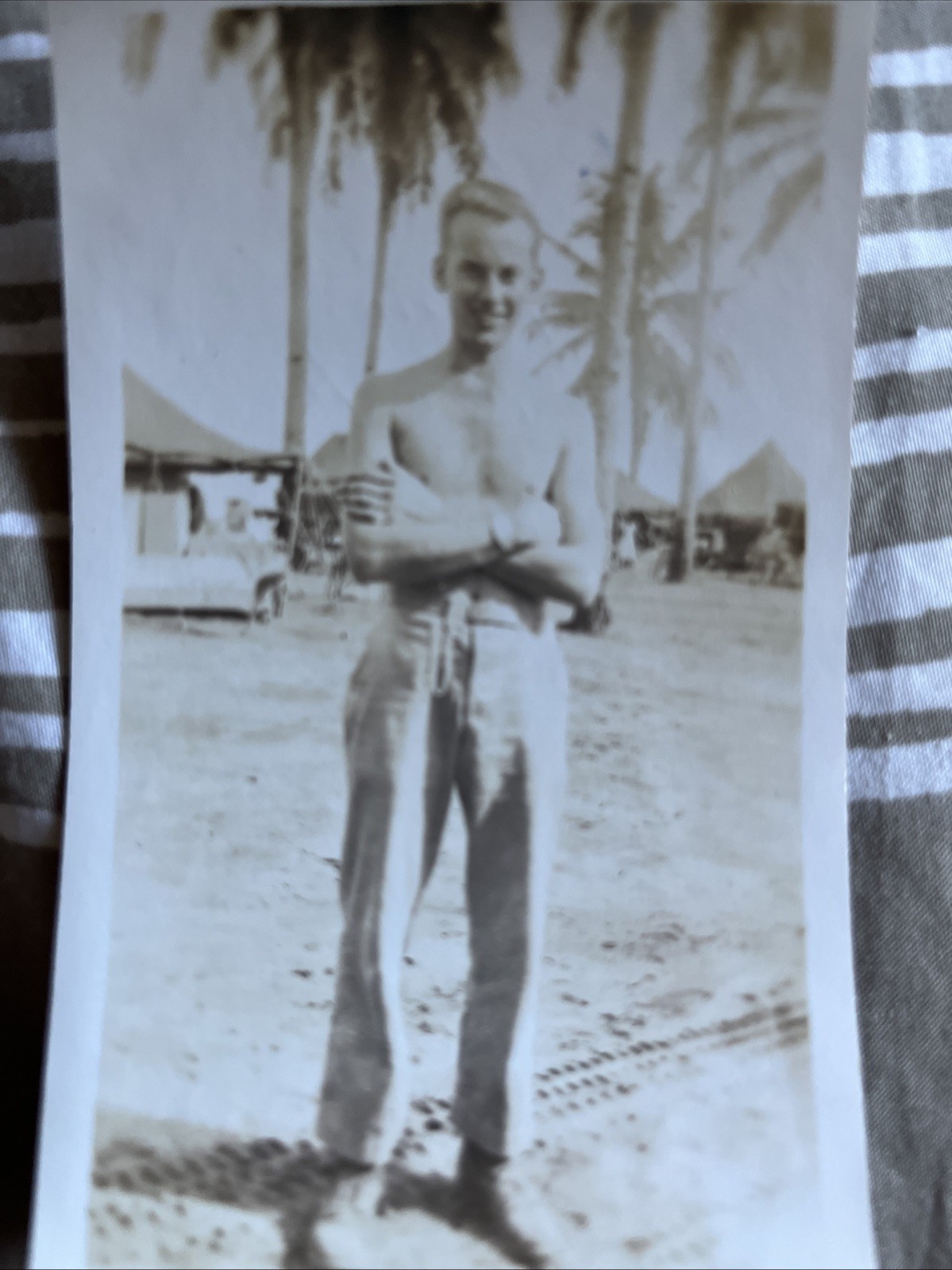 Beefy Ripped Shirtless Man Navy Sailor Handsome Smile Vintage B/w Beefy Ripped Shirtless Man Navy Sailor Handsome Smile Vintage B/w