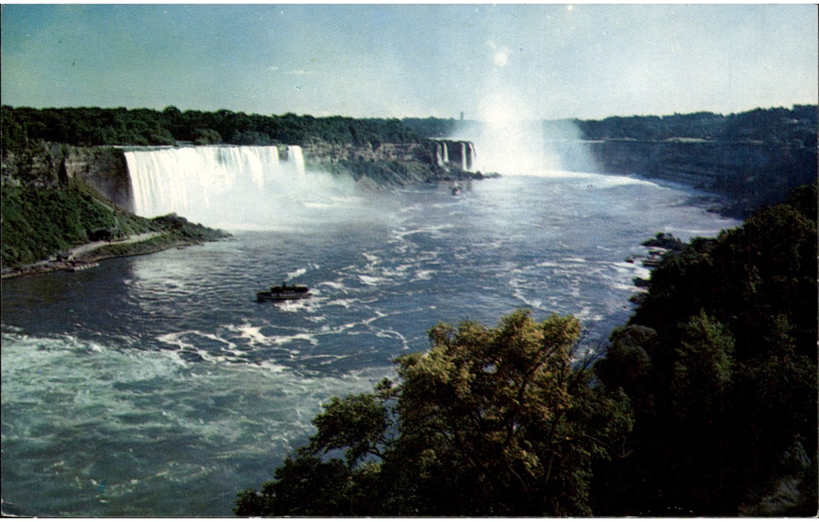 Niagara Falls From Rainbow Bridge Ontario Canada Chrome Postcard P2113