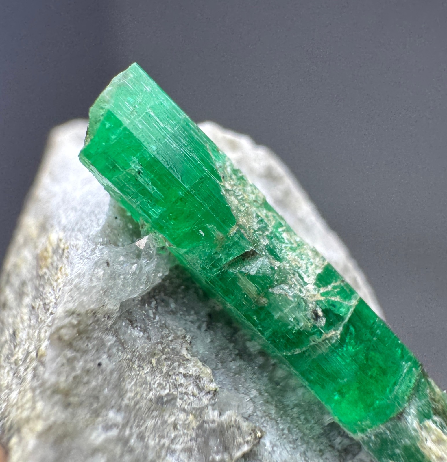 134 Ct Well Terminated Top Green Panjsher Emerald Crystal On Matrix From Afg