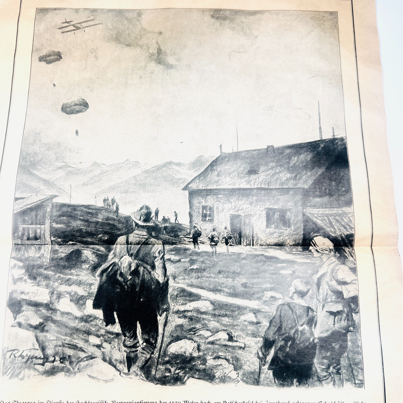 Lufthansa Albatross Aircraft 1920s Alps Innsbruck Parachute Print