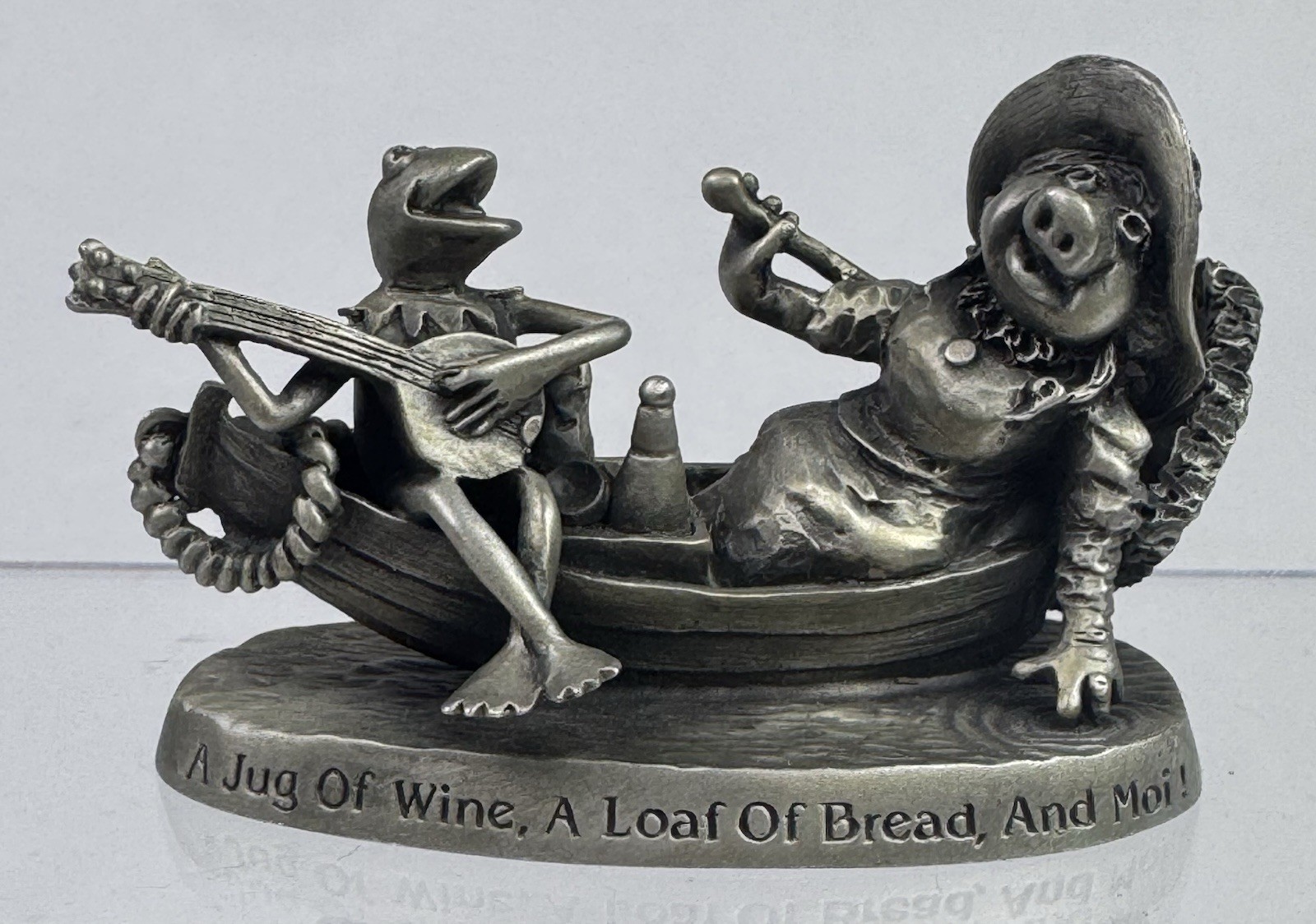 HALLMARK Miss Piggy & Kermit w Boat Figurine Fine Pewter 1981 Muppets Jim Henson