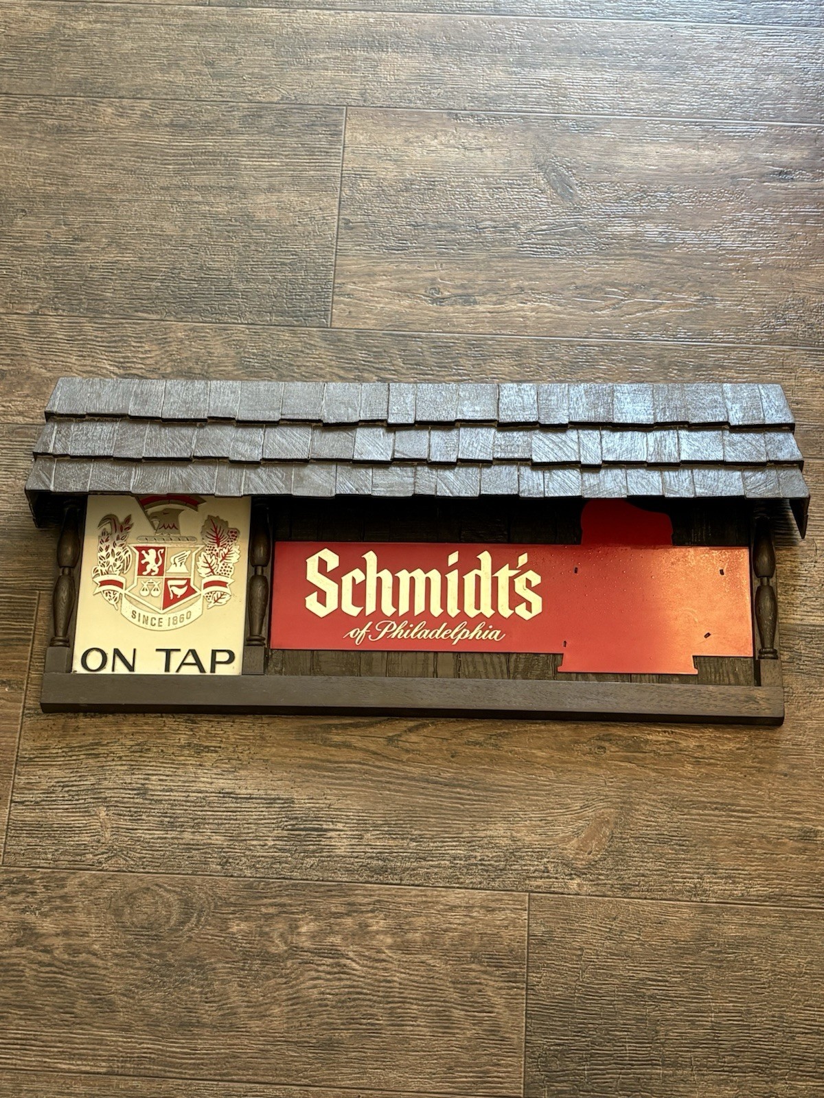 Vintage 1971 Schmidts Beer Lighted Sign Philadelphia Shingle Roof As Is 25”x13”