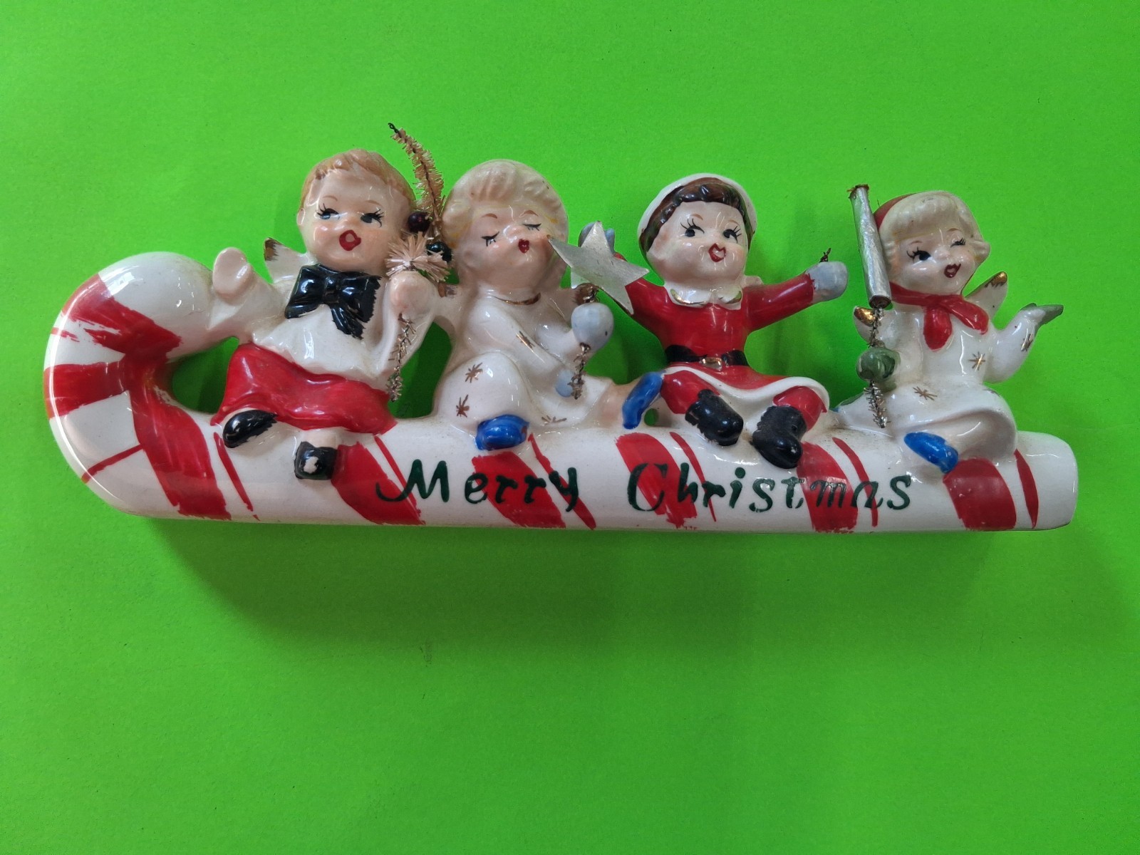 Vintage Commodore Merry Christmas Candy Cane Kids on Sleigh/Box Vintage Commodore Merry Christmas Candy Cane Kids on Sleigh/Box