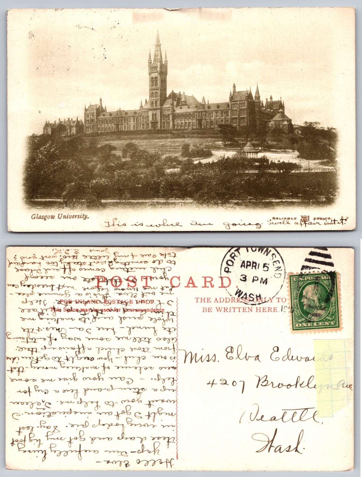 Glasgow University Campus Postcard