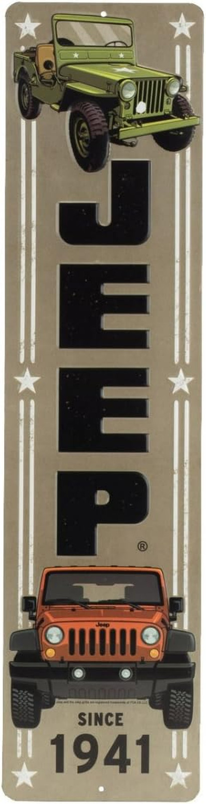 Jeep Vertical Embossed Metal Sign - Vintage Jeep Sign for Garage or Man Cave
