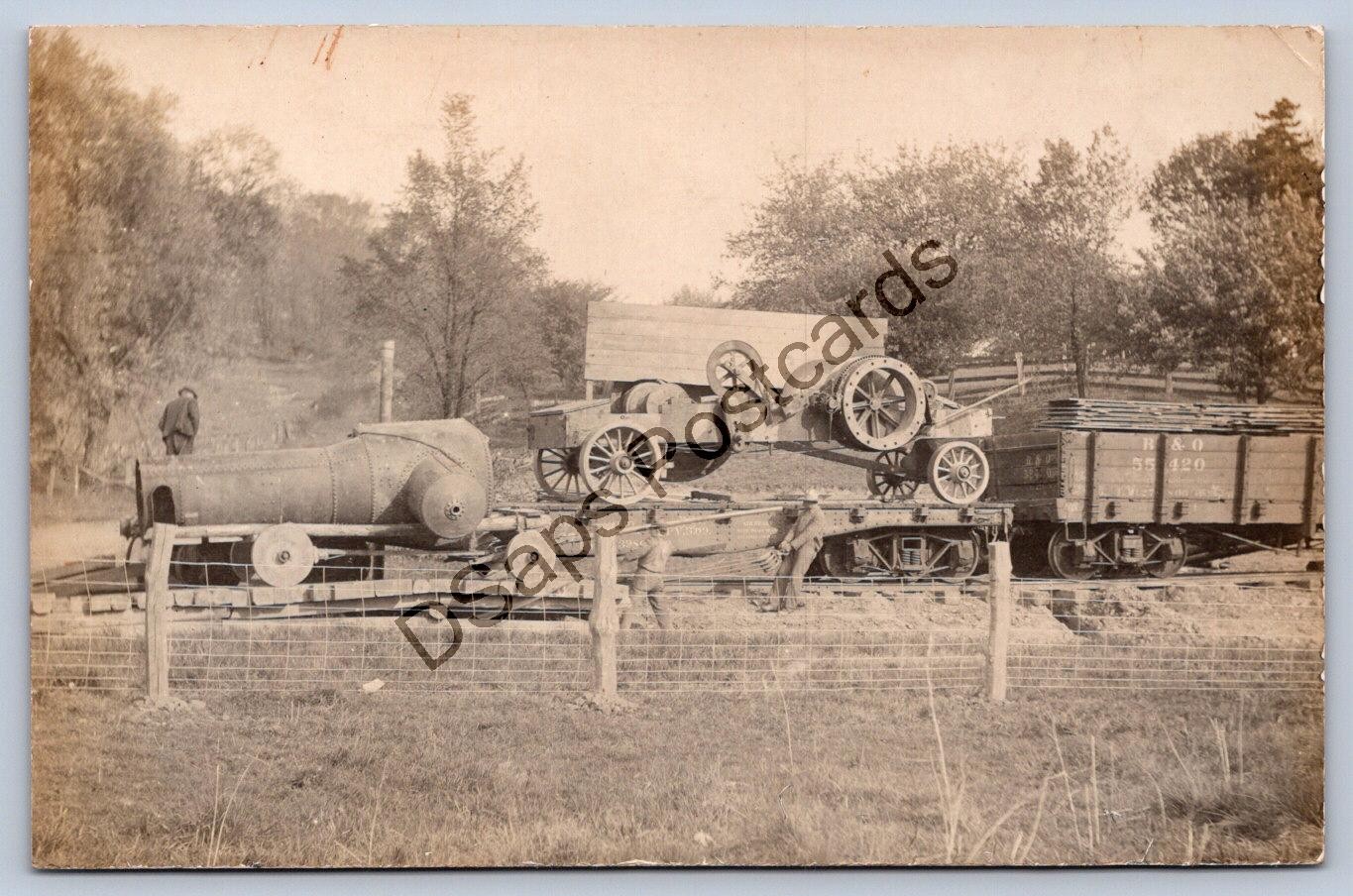 K58/ Interesting RPPC Postcard c1910 B&O Railroad Steam Machine Hauler 402