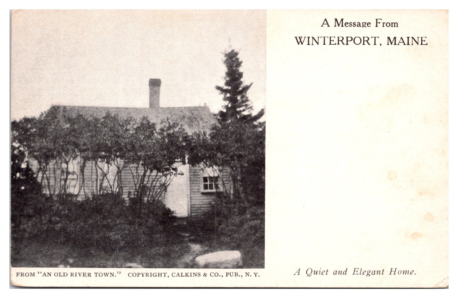 ANTQ A Quiet and Elegant Home, A Message from Winterport, Maine Postcard ANTQ A Quiet and Elegant Home, A Message from Winterport, Maine Postcard