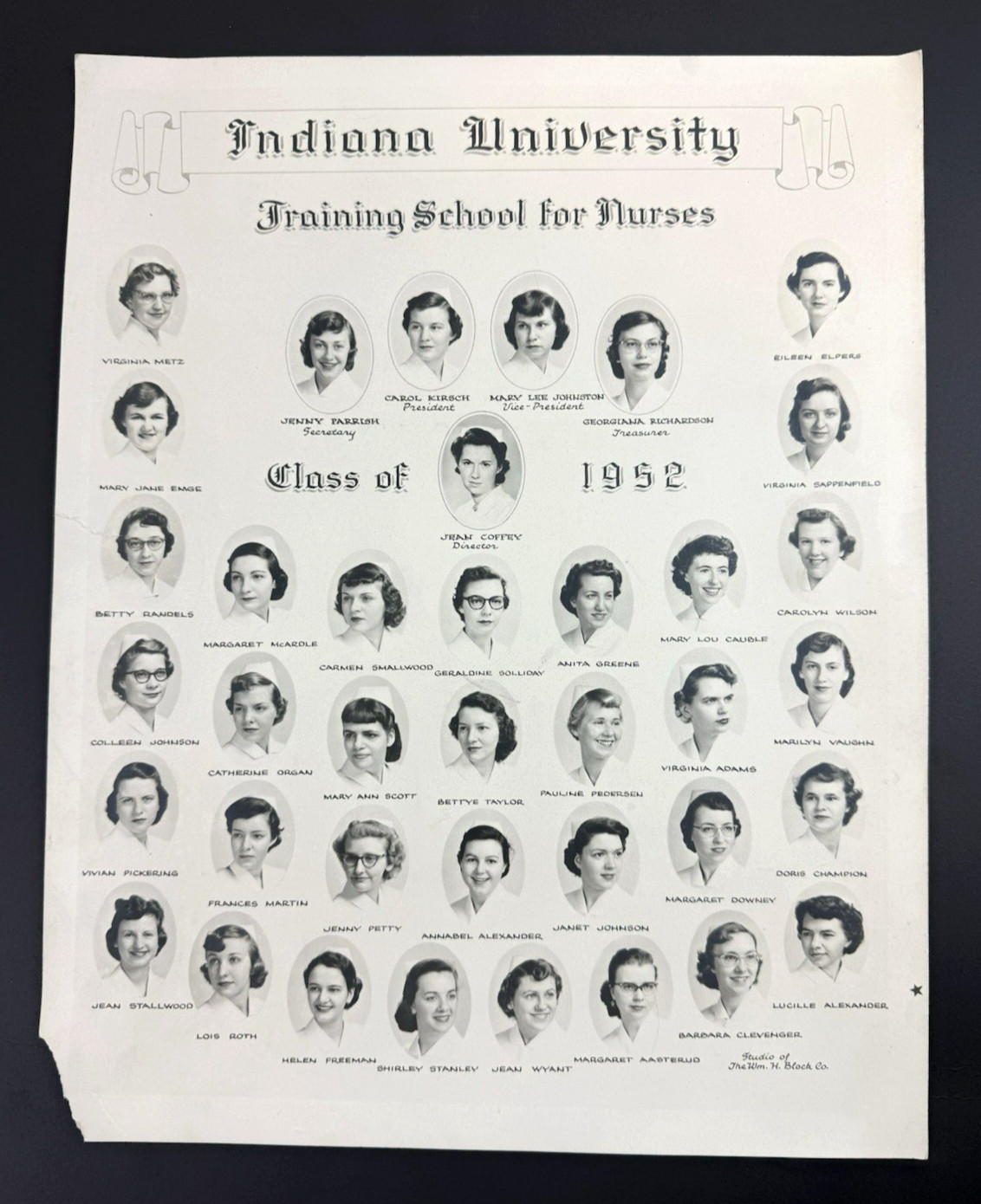 Vintage~Indiana University-Training School For Nurses-Class Of 1952~Class Photo Vintage~Indiana University-Training School For Nurses-Class Of 1952~Class Photo