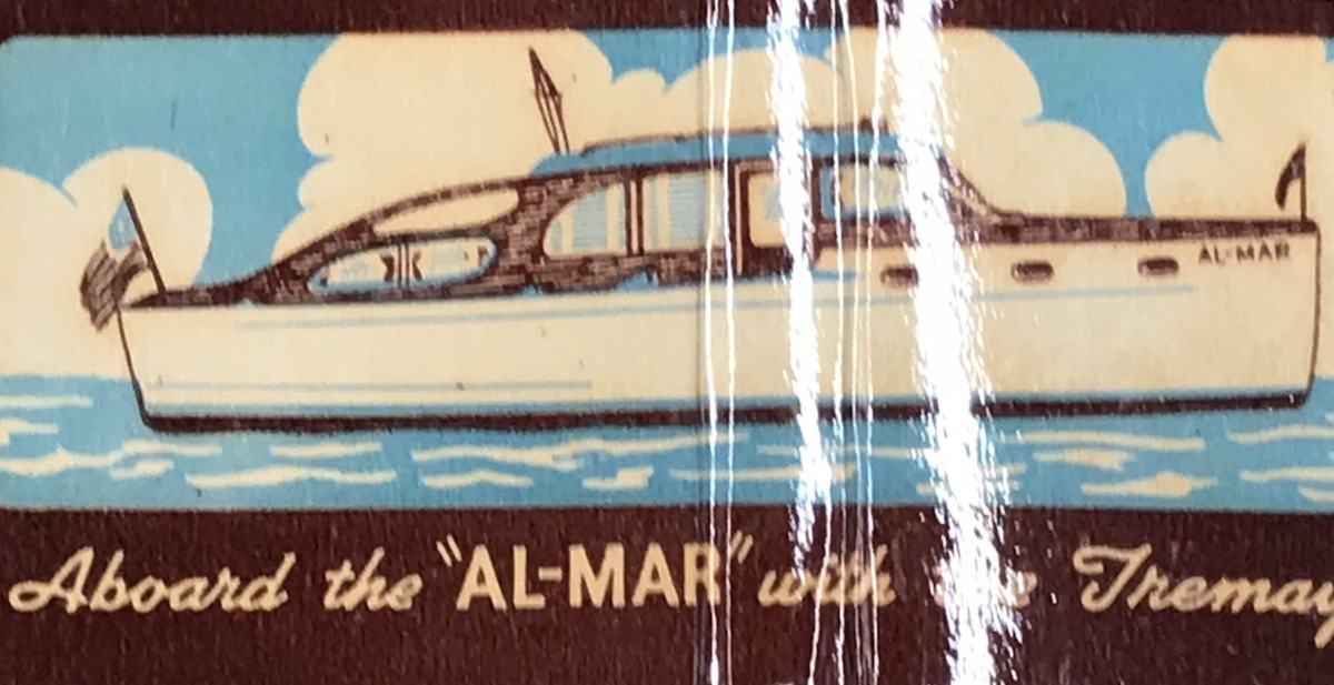 c1950s Al-Mar Yacht Boat Tremaynes Matchbook Cover 1.5x4.5 VTG