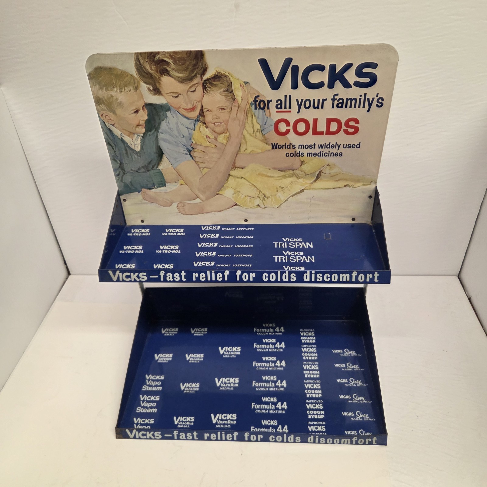 Vintage 1950's Vick's Cold Medicine Promo Advertising Metal Display Stand Vintage 1950's Vick's Cold Medicine Promo Advertising Metal Display Stand
