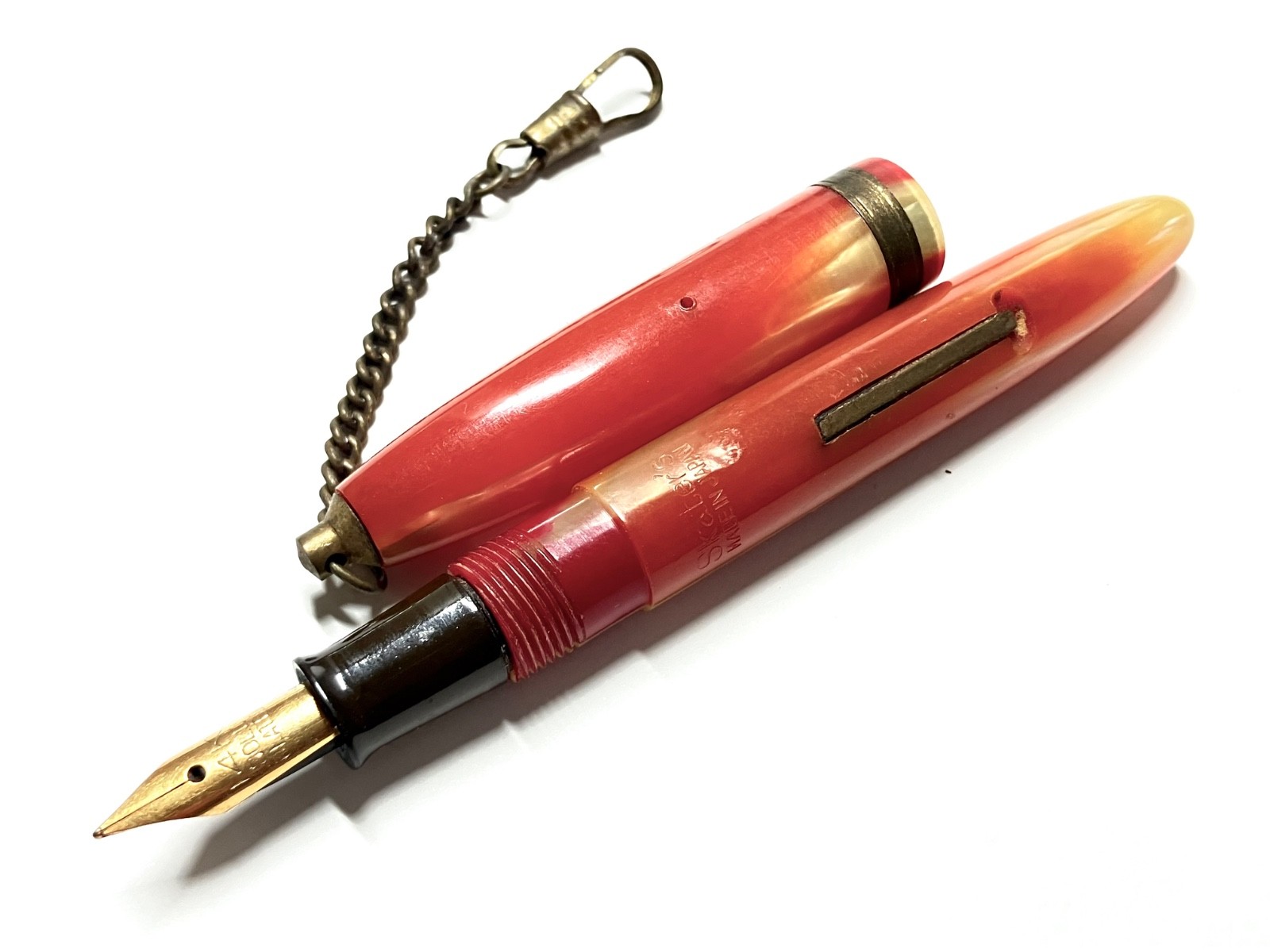 Japanese vintage celluloid small fountain pen unused 10.7 cm