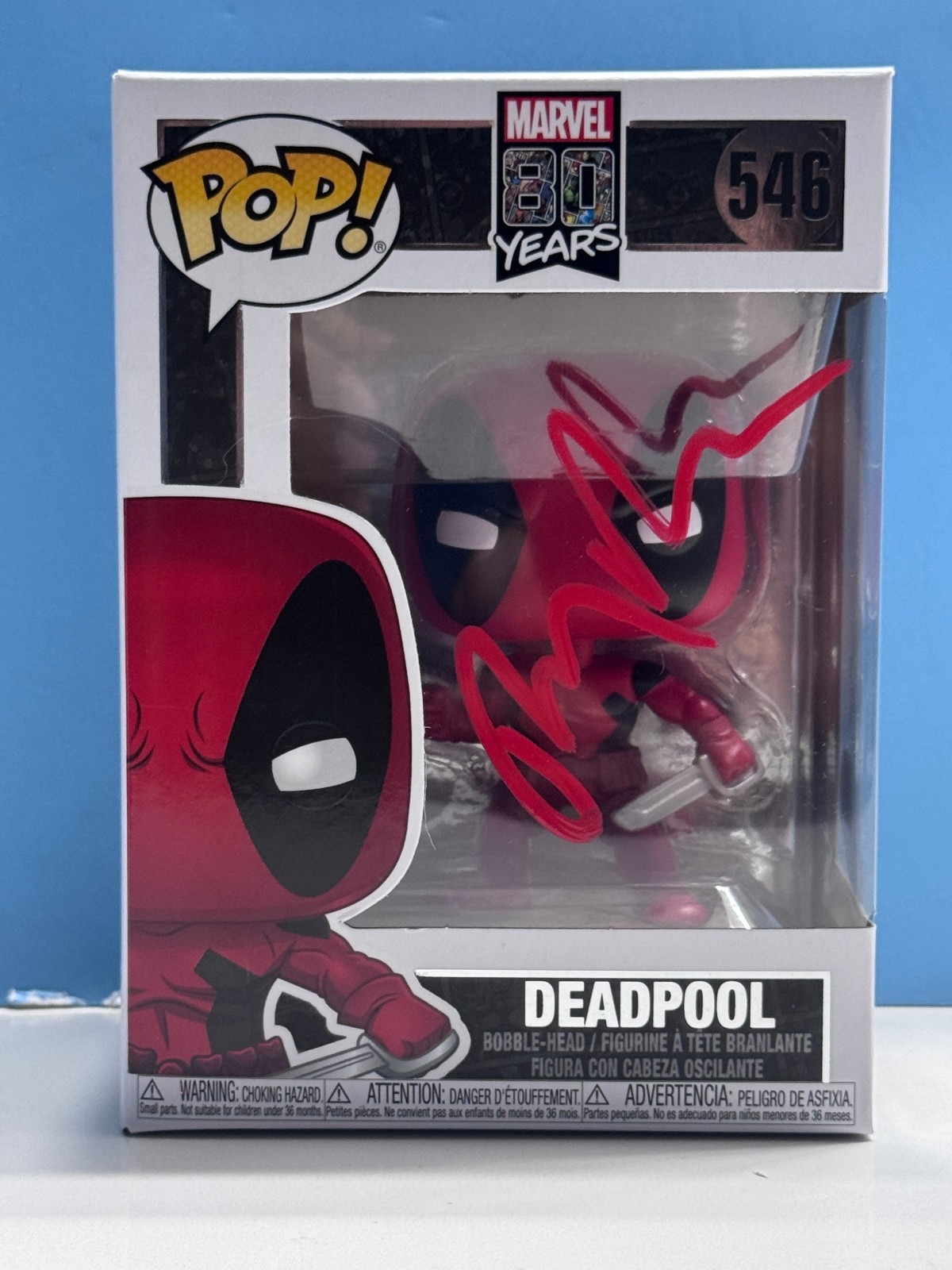 Funko Pop MARVEL 80 YEARS - DEADPOOL #546 SIGNED COA AUTHENTICATED