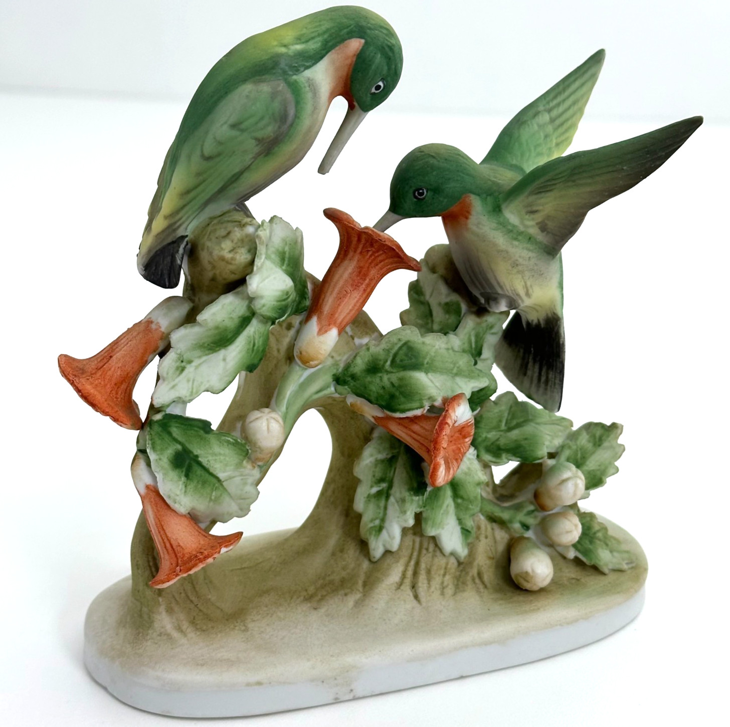 Lefton Hummingbirds Trumpet Flower Figurine Japan 5 3/8
