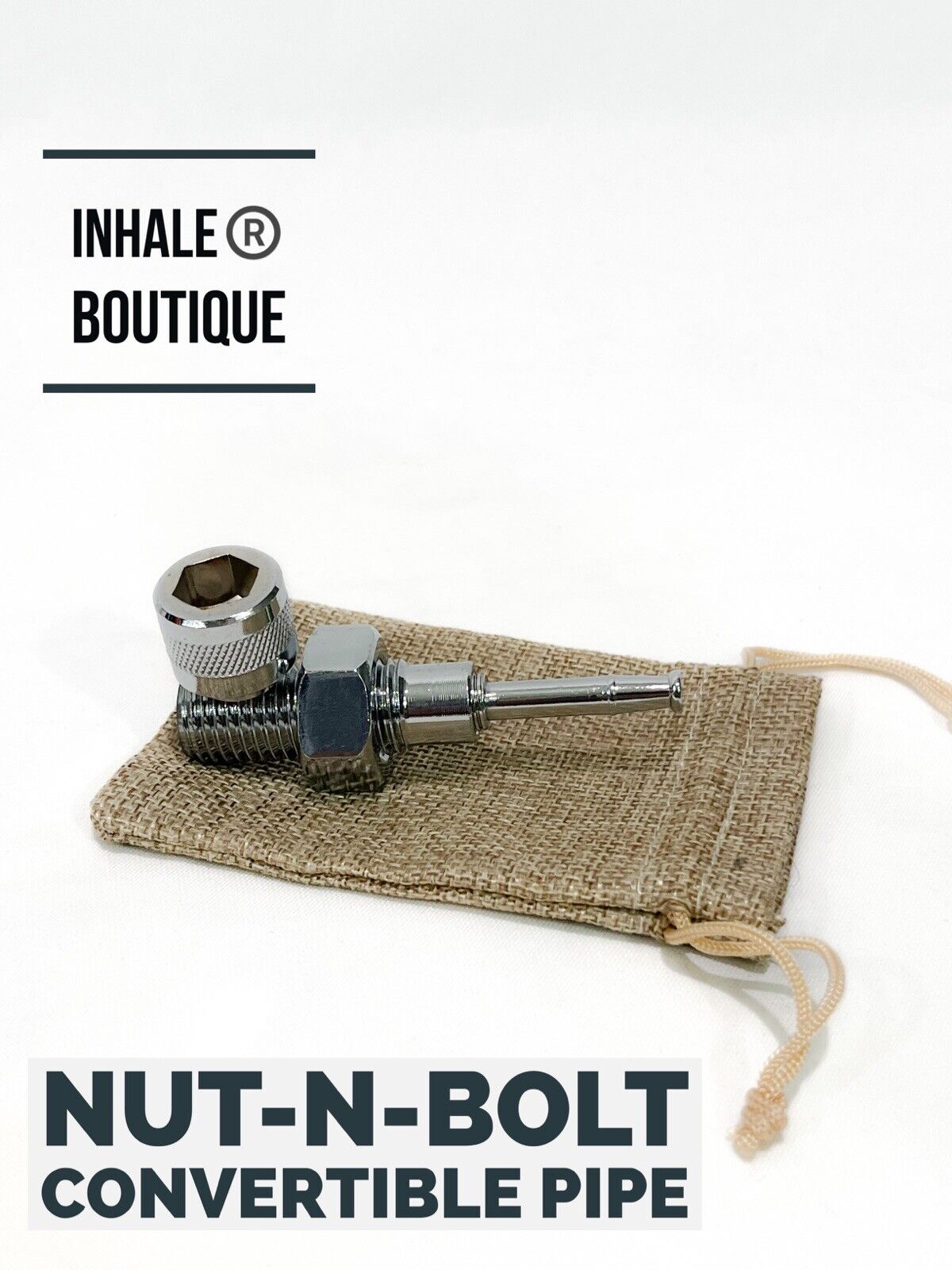 Collectible metal smoking pipe / Nut-N-Bolt Convertible / In A Burlap Pouch