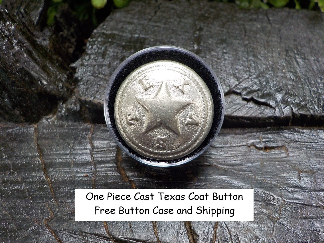 Rare One Piece Cast Texas Coat Button and Display Case Rare One Piece Cast Texas Coat Button and Display Case
