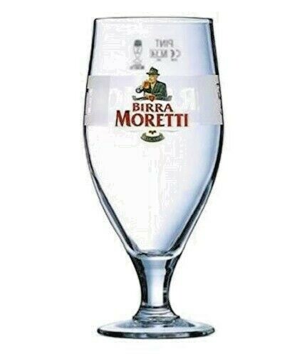 Set Of 4 x Birra Moretti Pint Glasses 20oz Brand New 100% Genuine CE Marked