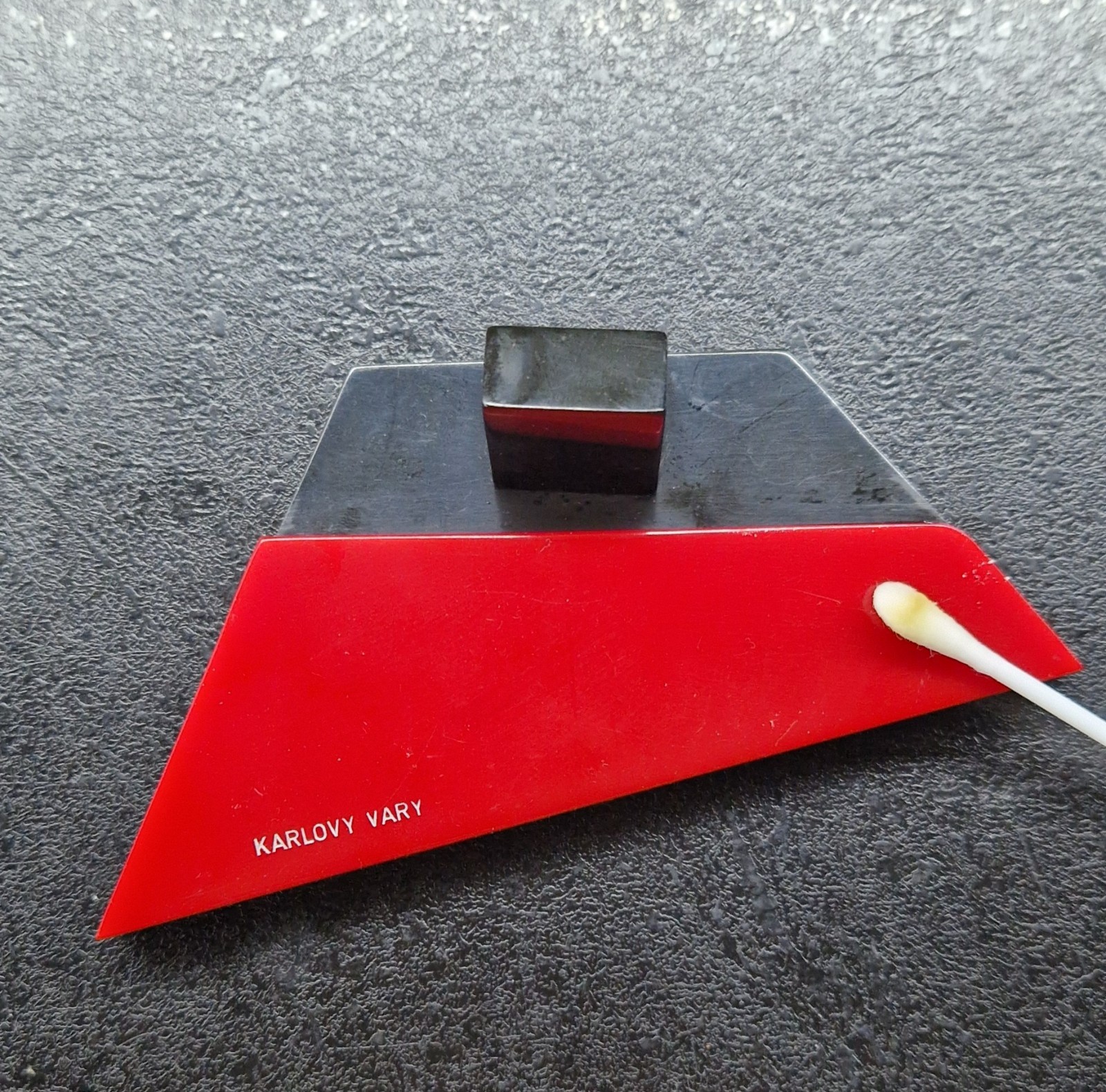 Vintage Karlovy Vary Desk Souvenir Stand Holder Red TESTED BAKELITE MCM 