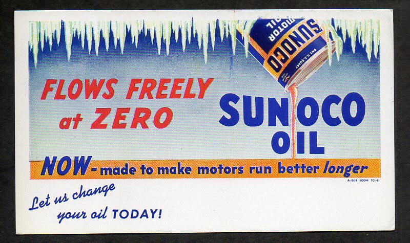 Unused Early 1940s Sunoco Motor Oil Blotter