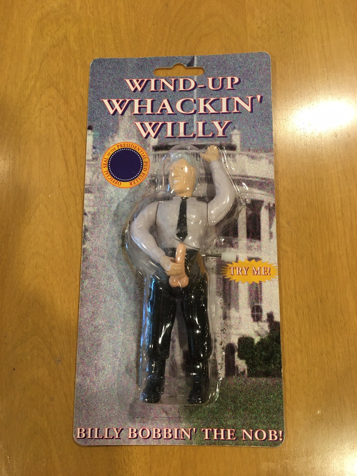 Vintage Y2K Pipedream Wind-Up Whackin' Willy Bill Clinton Figure Toy NOS Works