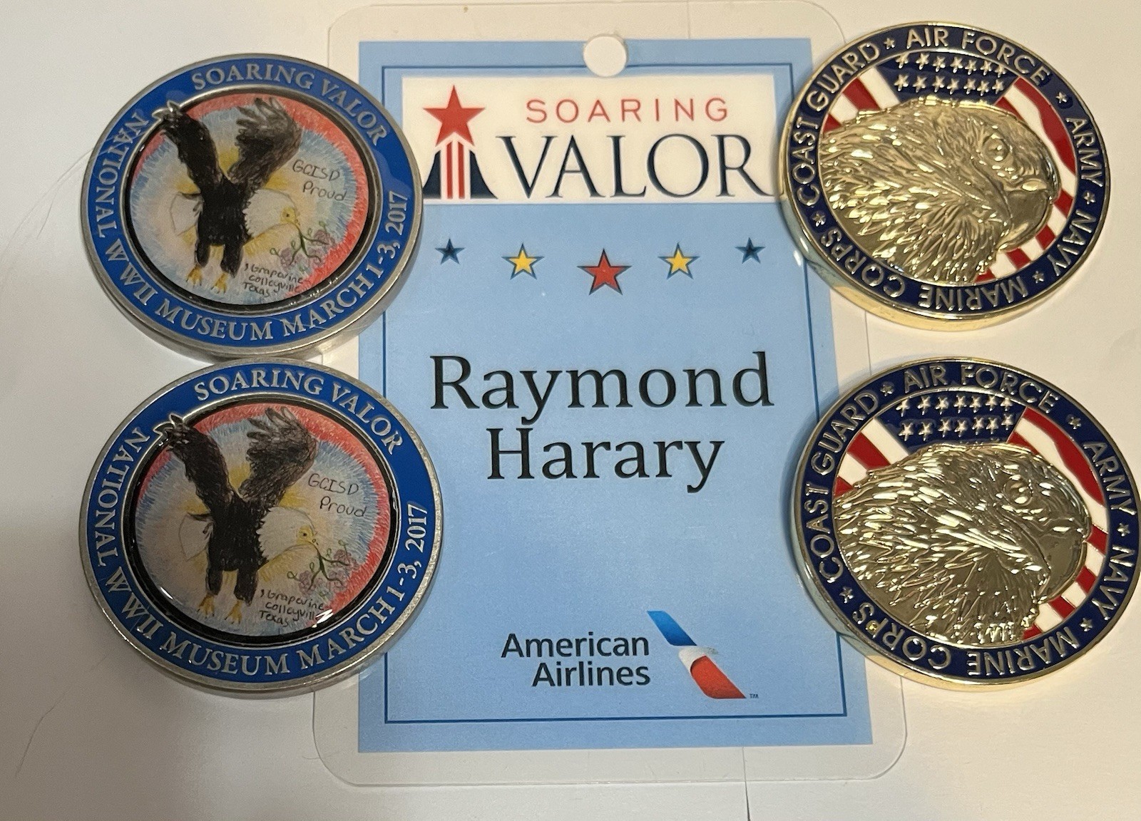 Soaring Valor, And American Airlines medals earned at Honor Flights. Soaring Valor, And American Airlines medals earned at Honor Flights.