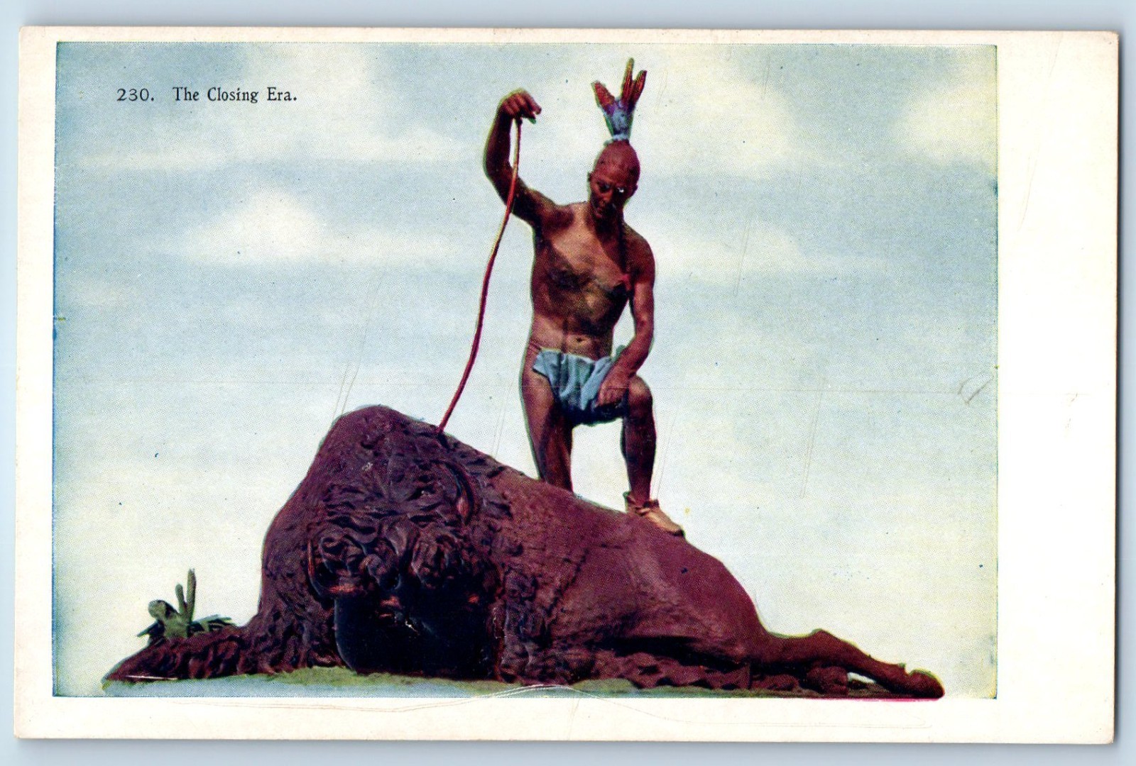 c1905 The Closing Era Buffalo Hunting Embossed Unposted Antique Postcard c1905 The Closing Era Buffalo Hunting Embossed Unposted Antique Postcard