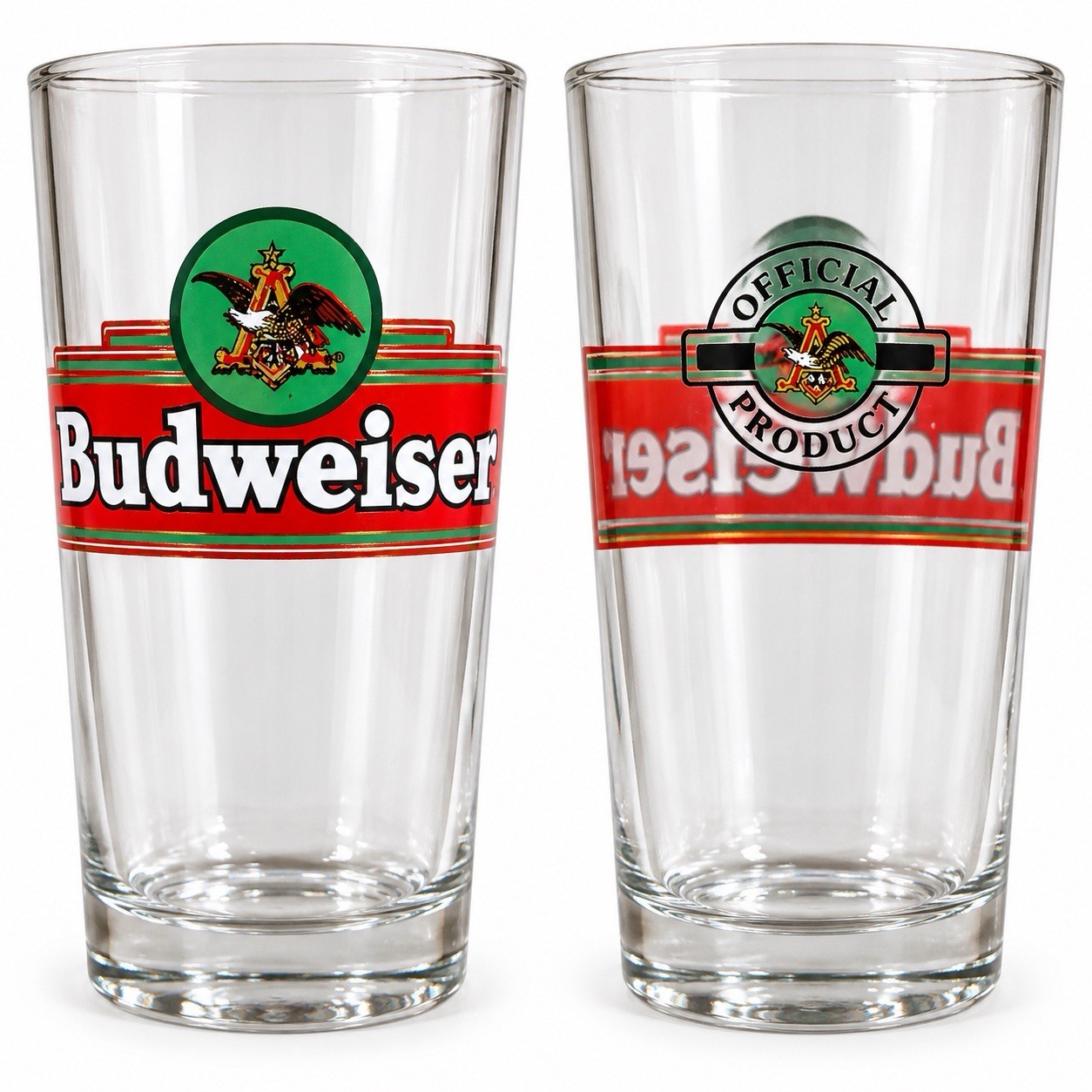 Budweiser 16oz Pint Glass Official Anheuser-Busch Classic Lager Bar Glass