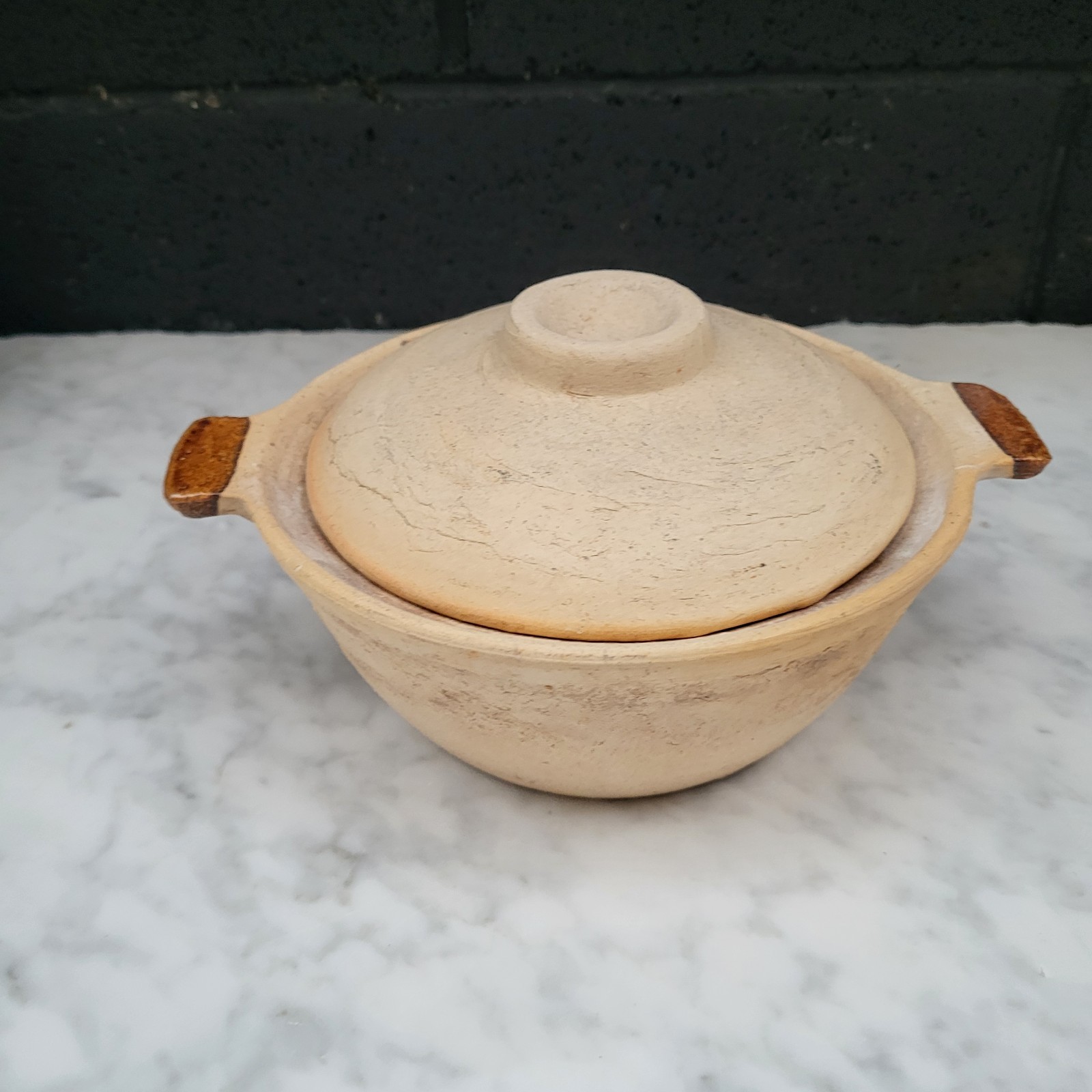 Japan Donabe Clay Pot Rustic Pottery Lidded Casserole Handmade Earthenware 