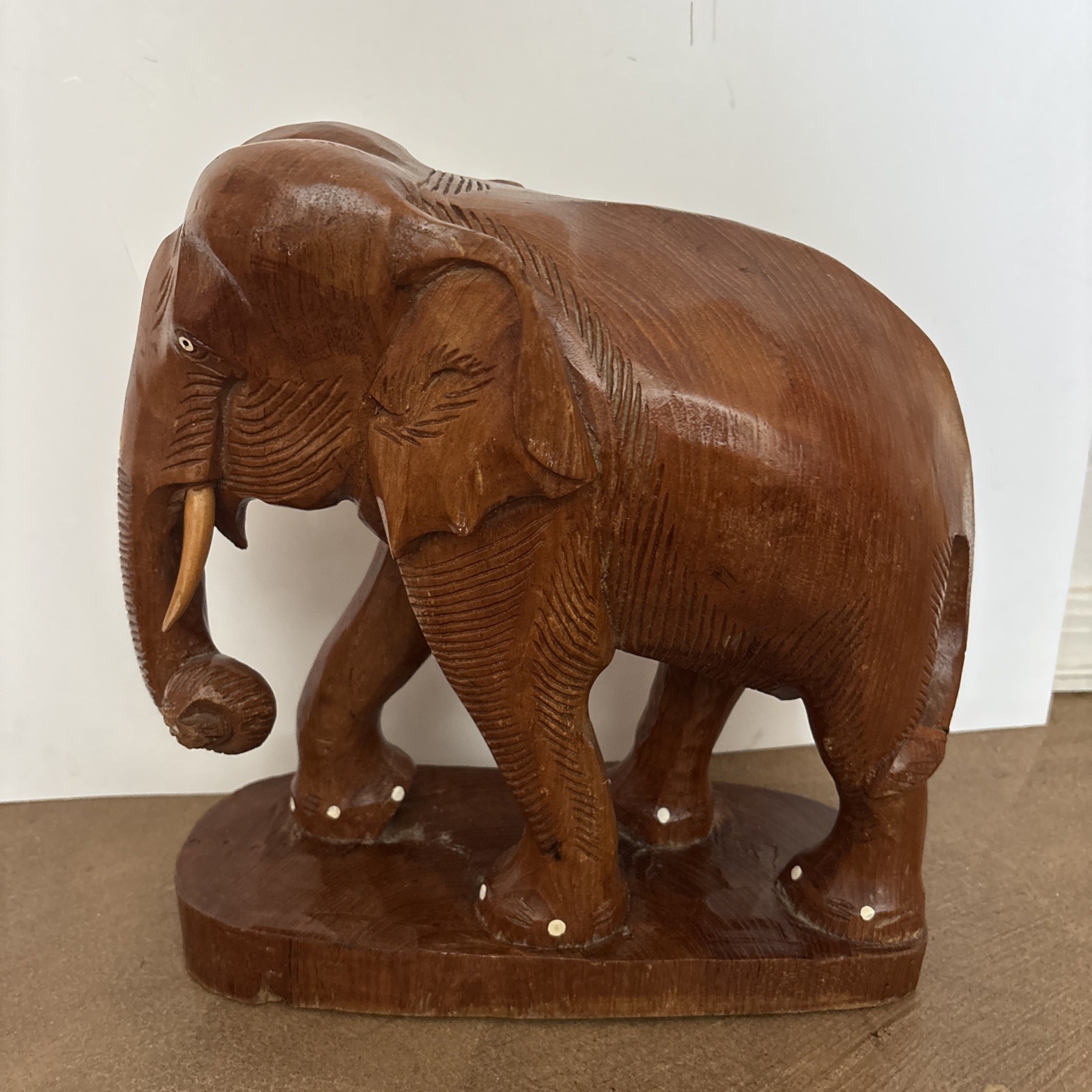 Vintage Hand Carved Large Wooden Indian Elephant Sculpture 12” Tall Vintage Hand Carved Large Wooden Indian Elephant Sculpture 12” Tall