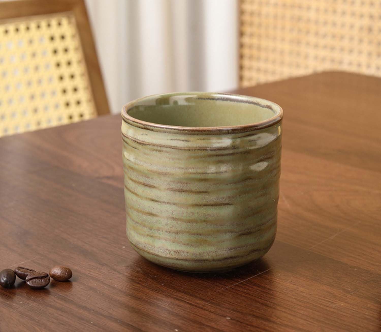 retro ceramic teacups, coffee cups, water cups, suitable for restaurantsGreen