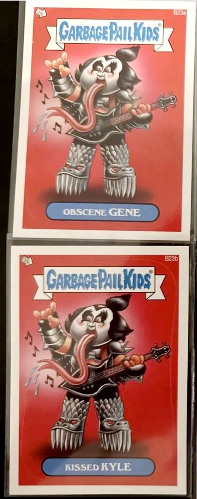 LOT 2 CARDS: 2013 GPK BNS3 BONUS Card B23 (OBSCENE GENE / KISSED KYLE) SP RARE