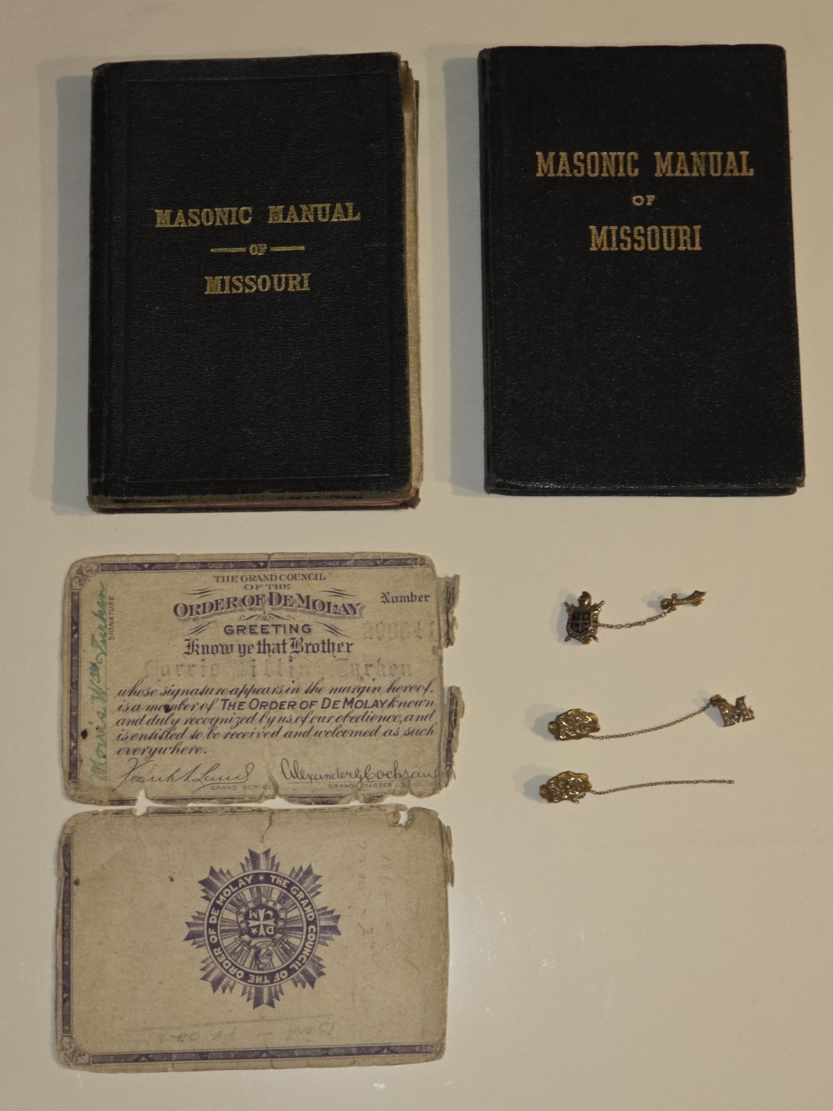 Vintage Masonic Missouri Manual Lot 1909 1947 DeMolay 1927 Card Seed Pearl...